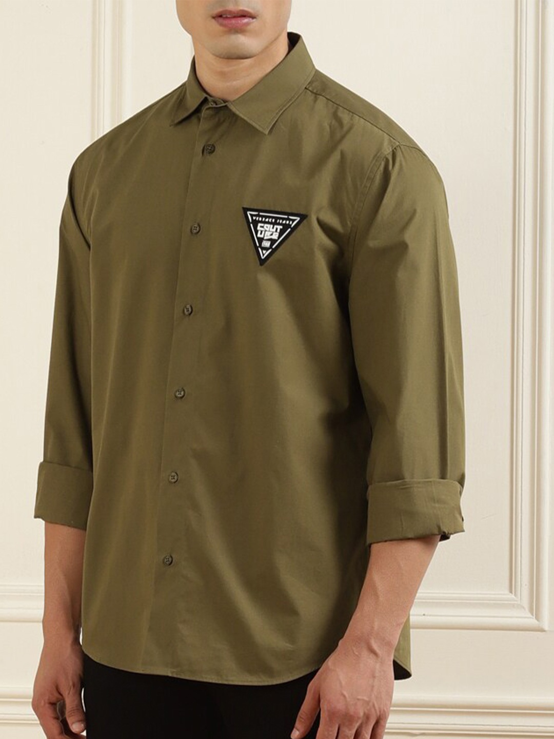 

Versace Jeans Couture Men Olive Green Cotton Casual Shirt