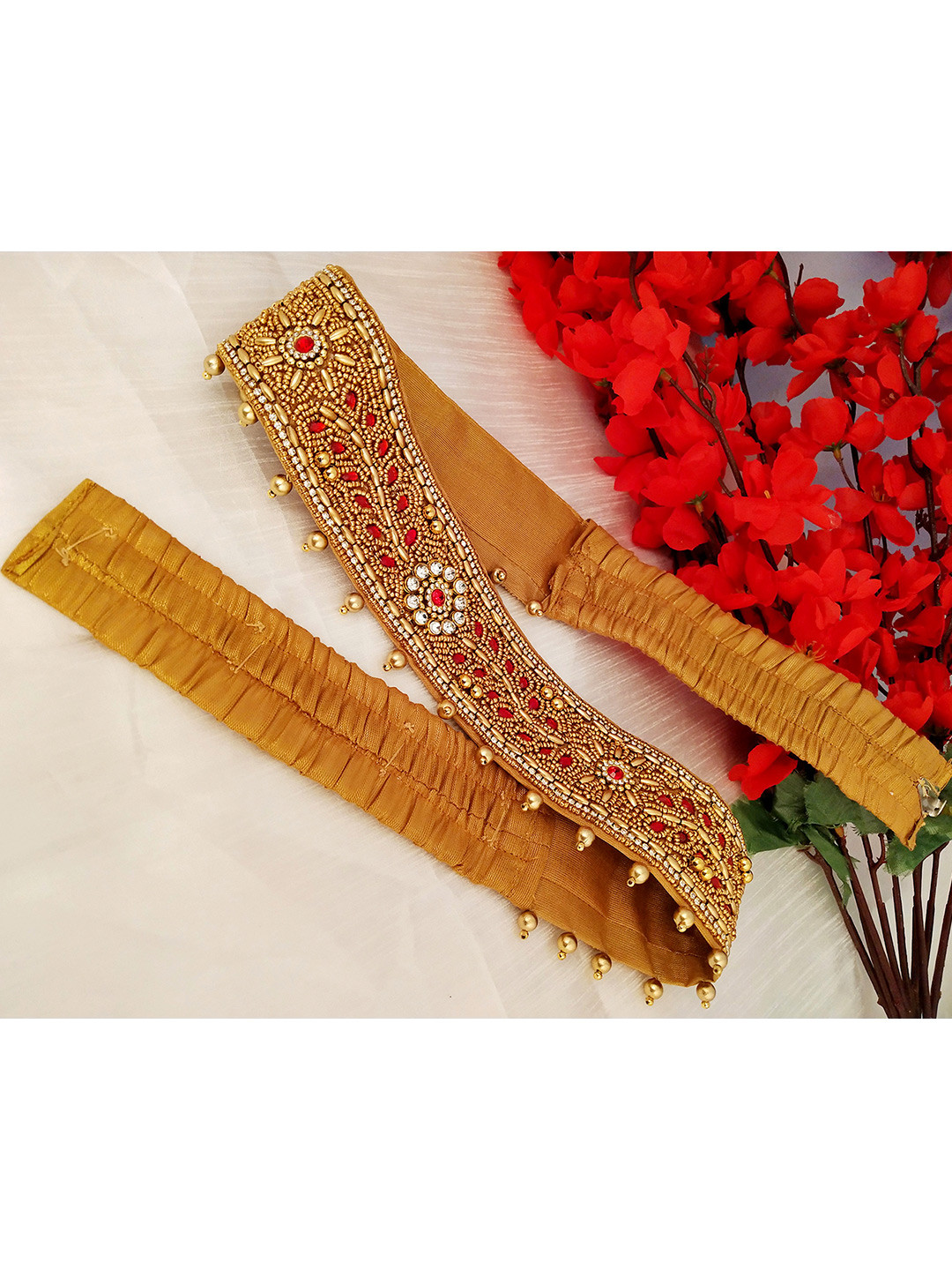 

VAMA Women Red Embellished Belt
