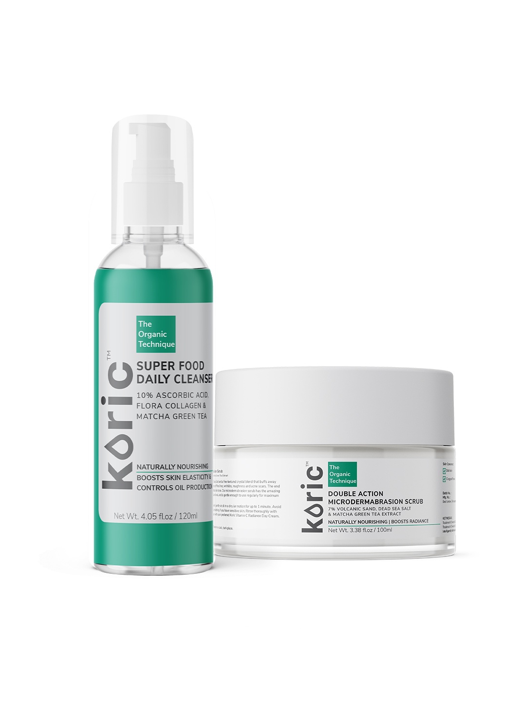 

Koric Set of Super Food Daily Cleanser 120ml & Double Action Microdermabrasion Scrub 100ml, Green