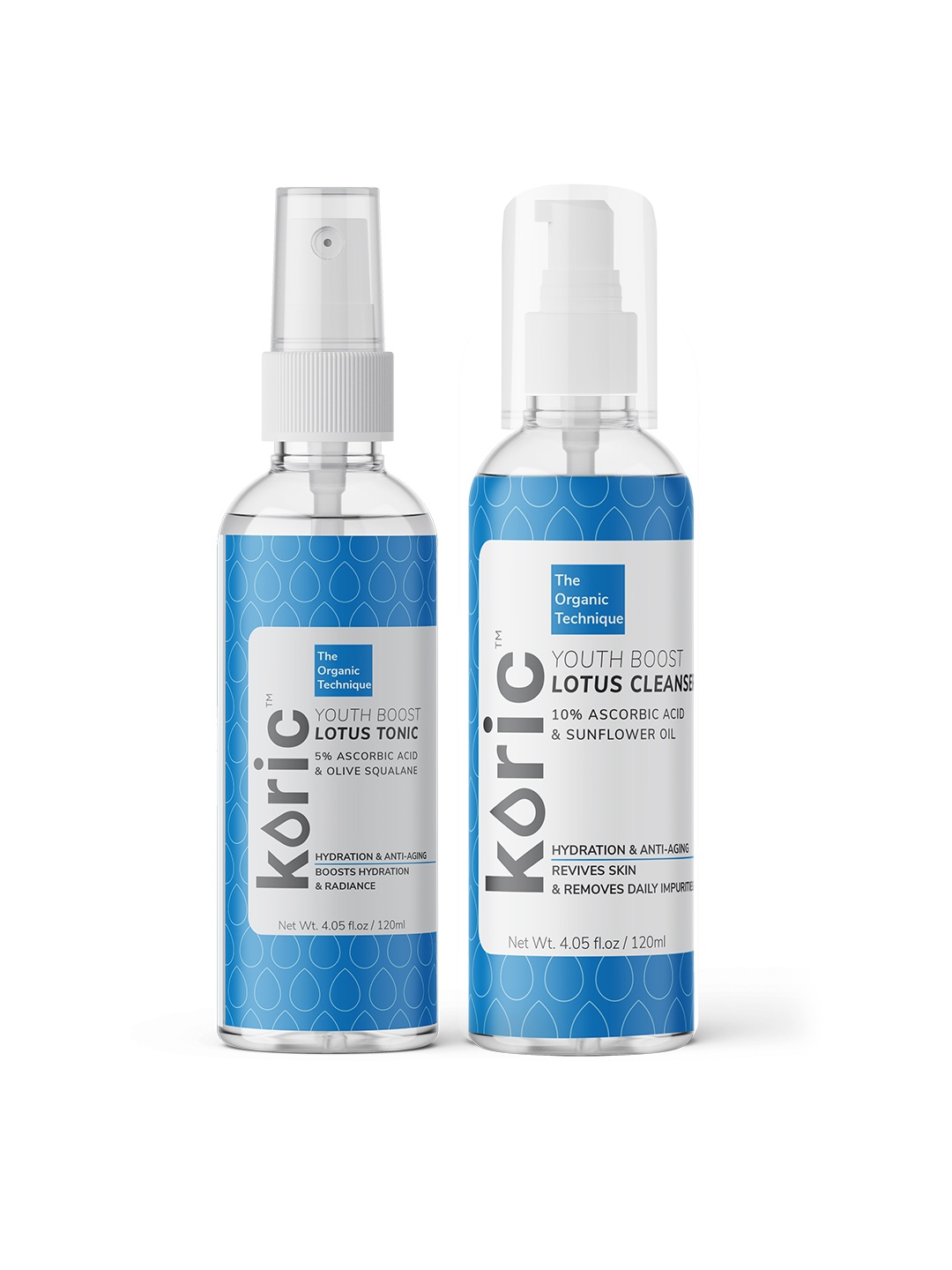 

Koric Set of Youth Boost Lotus Tonic & Cleanser - 120 ml Each, Blue