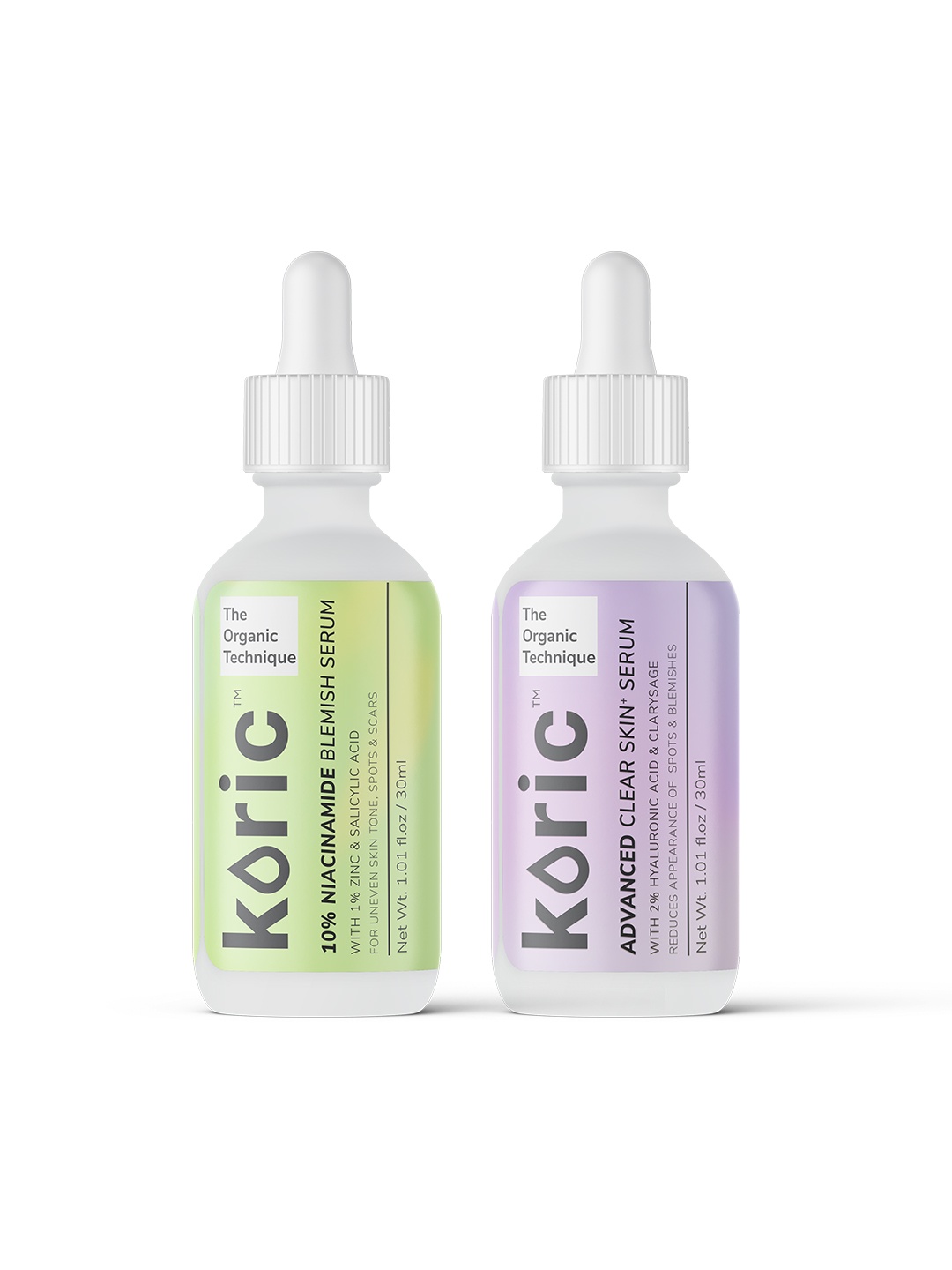 

Koric Set of 10% Niacinamide Blemish & Advanced Clear Skin Serum - 30 ml Each, Green