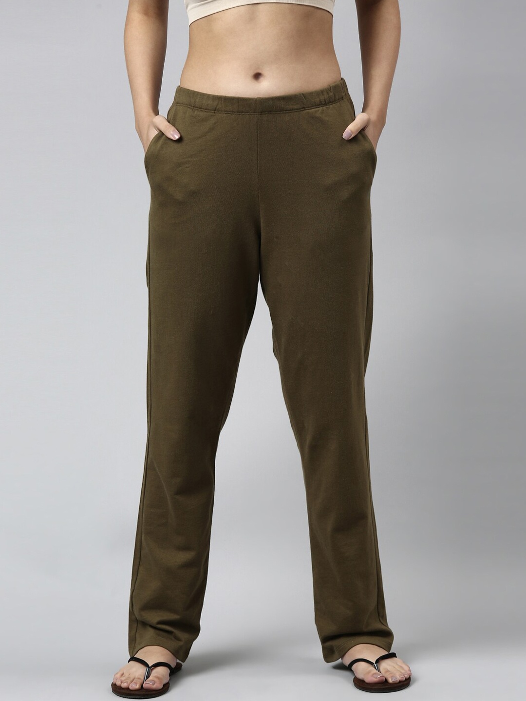 

Enamor E401 Mid-Rise Lounge Pants for Women with Adjustable Drawstring, Olive