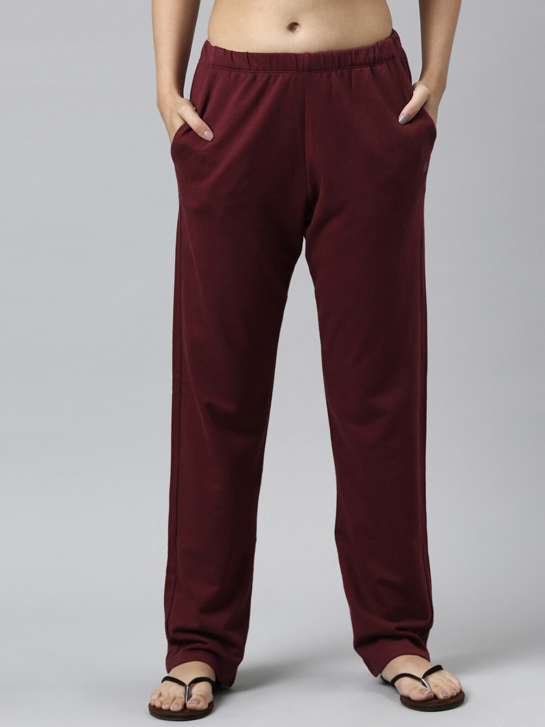 

Enamor Women Plus Size Mid-Rise Cototn Lounge Pants E401, Maroon