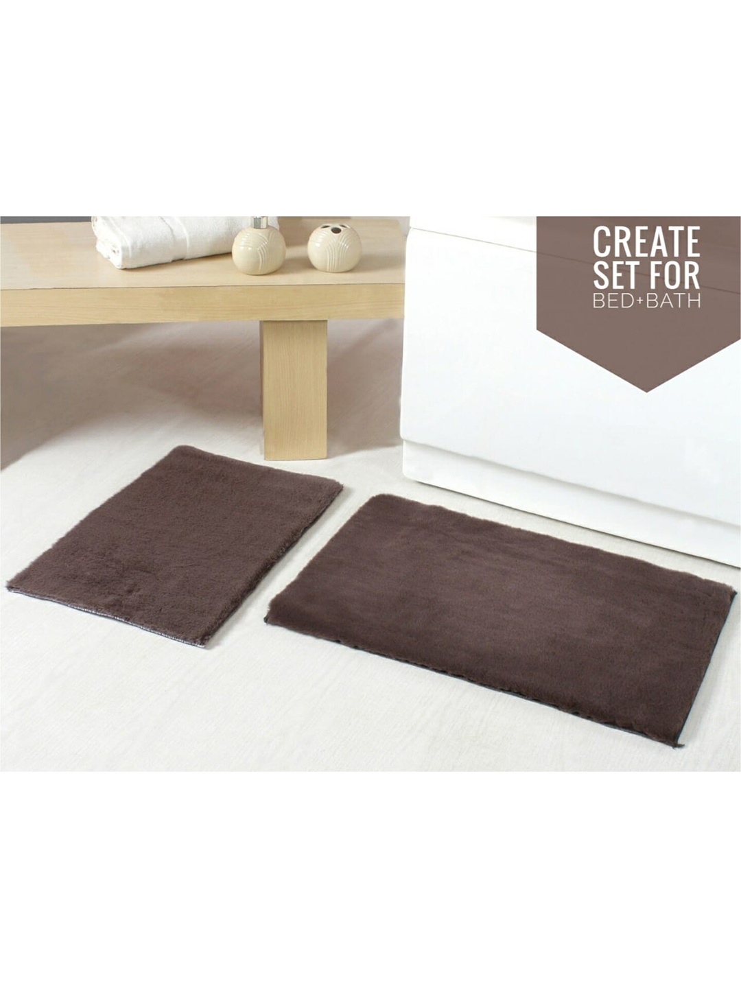 

URBAN SPACE Brown Solid Fur 2000 GSM Bath Rug