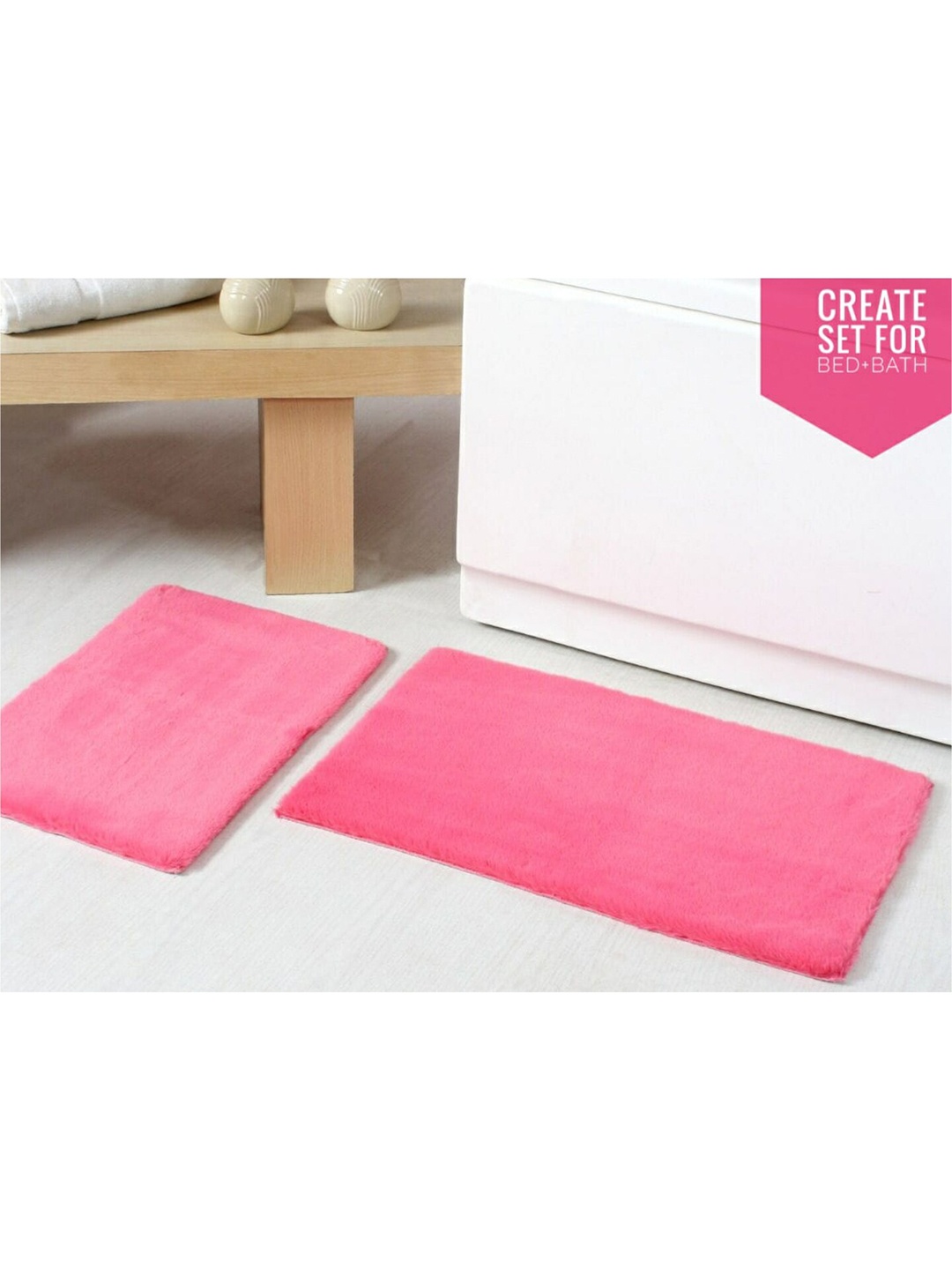 

URBAN SPACE Pink Solid 2000 GSM Bath Rugs