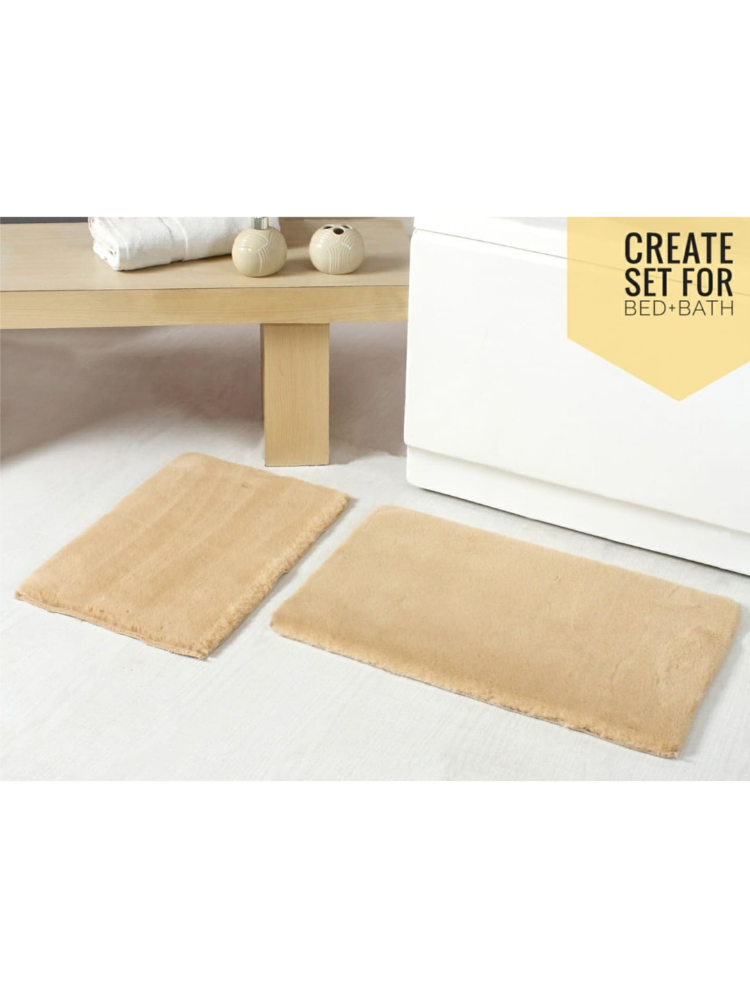 

URBAN SPACE Beige Solid 2000 GSM Bath Rugs