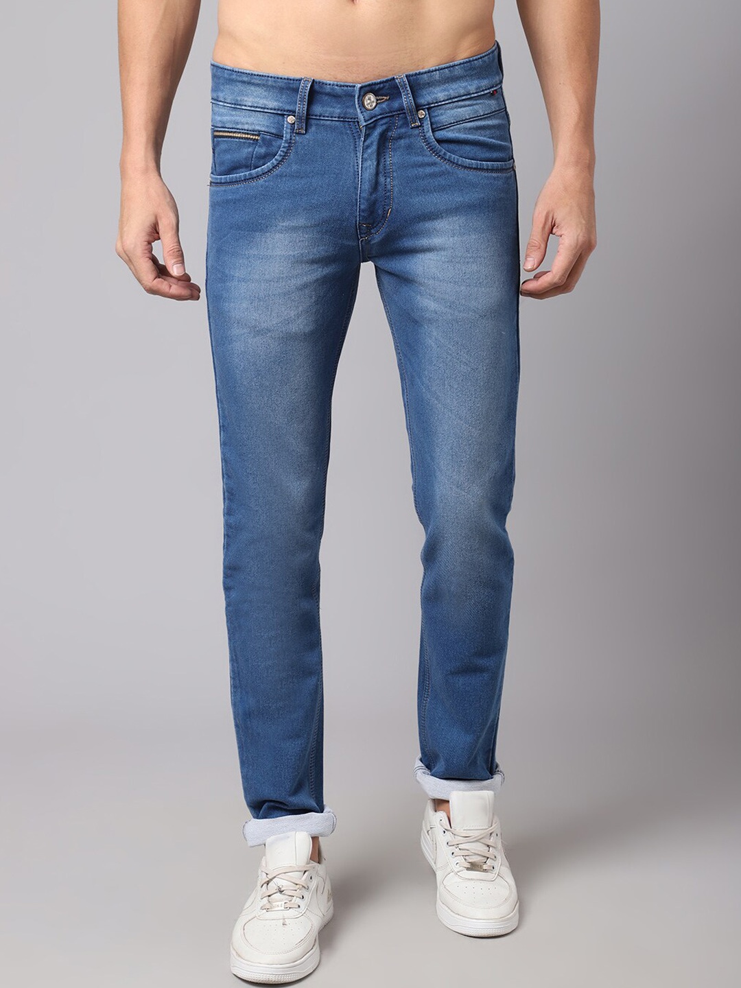 

Cantabil Men Blue Light Fade Jeans