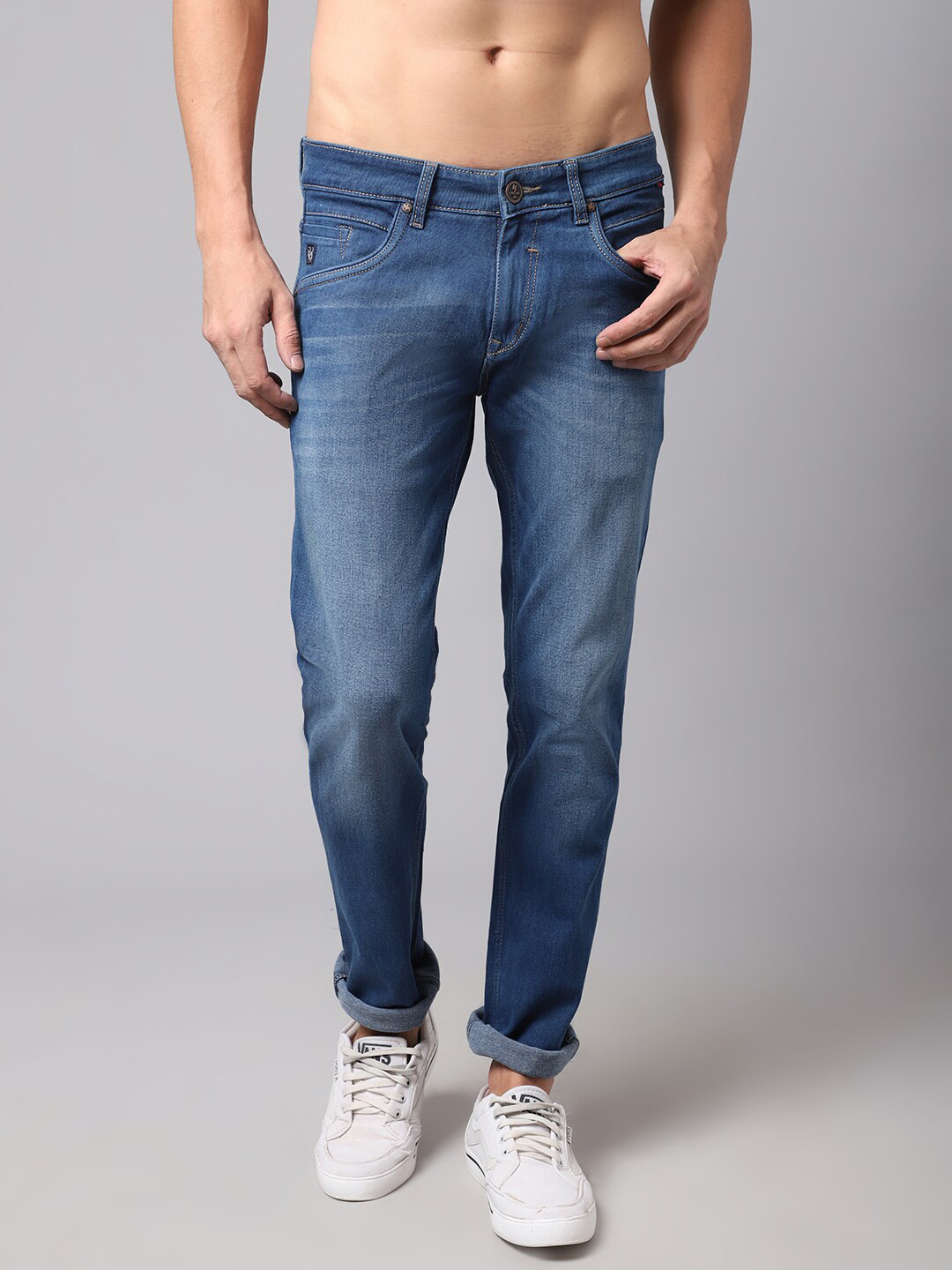 

Cantabil Men Blue Light Fade Jeans