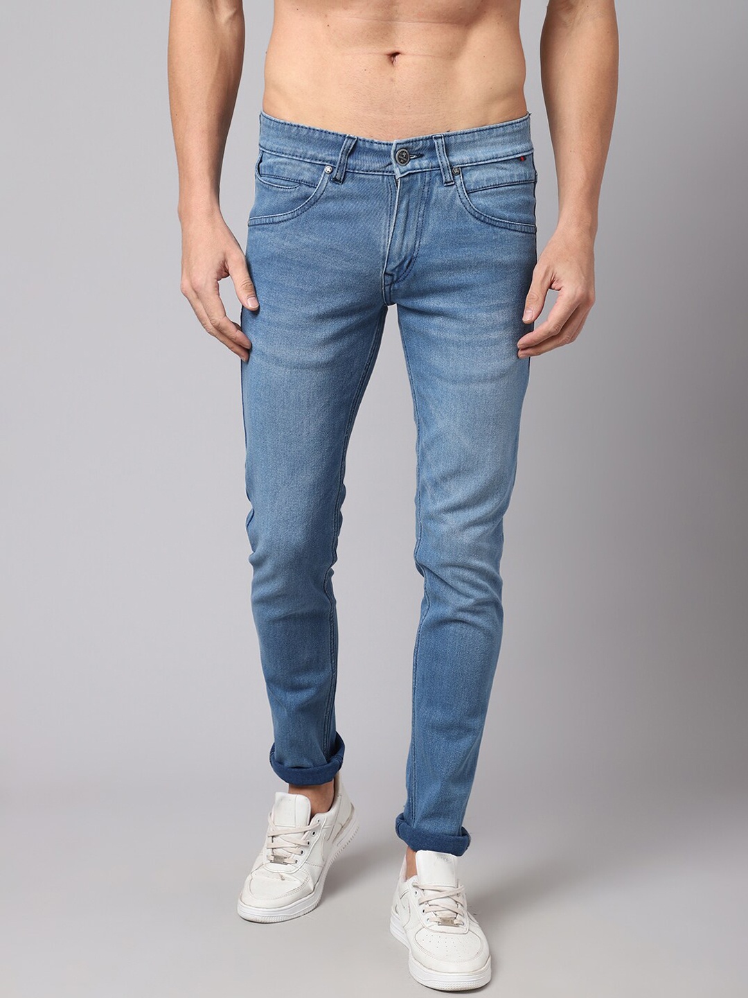 

Cantabil Men Blue Light Fade Regular Fit Jeans