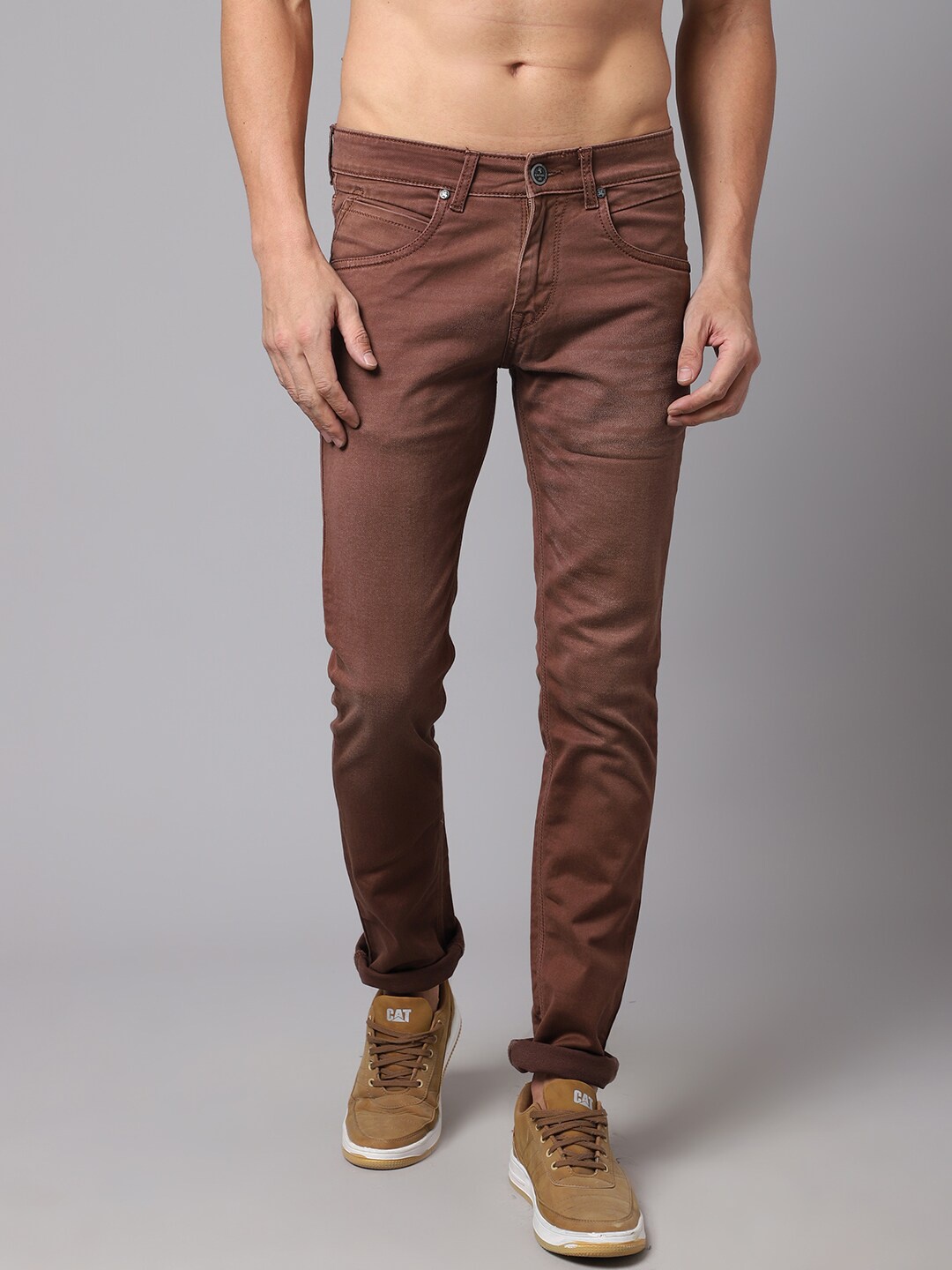 

Cantabil Men Copper-Toned Regular Fit Jeans