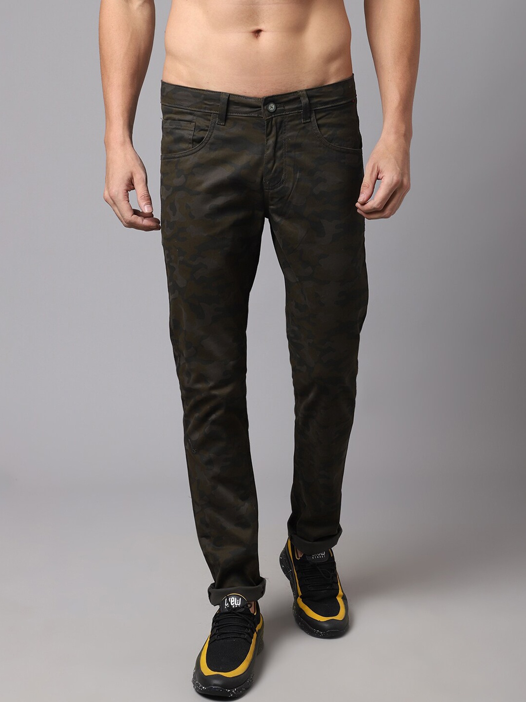

Cantabil Men Brown Camouflage Printed Chinos Trousers