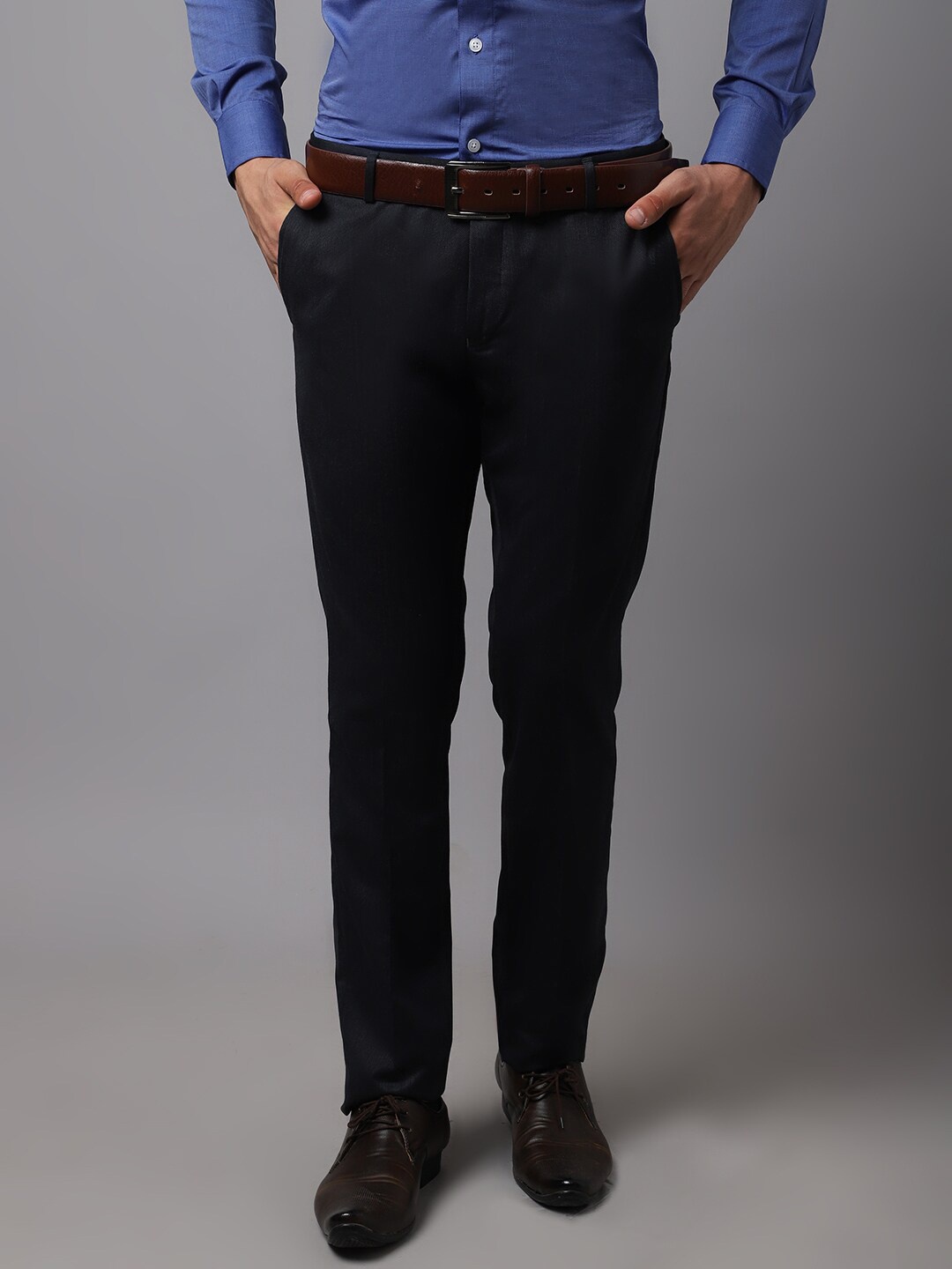 

Cantabil Men Navy Blue Chinos Cotton Trousers