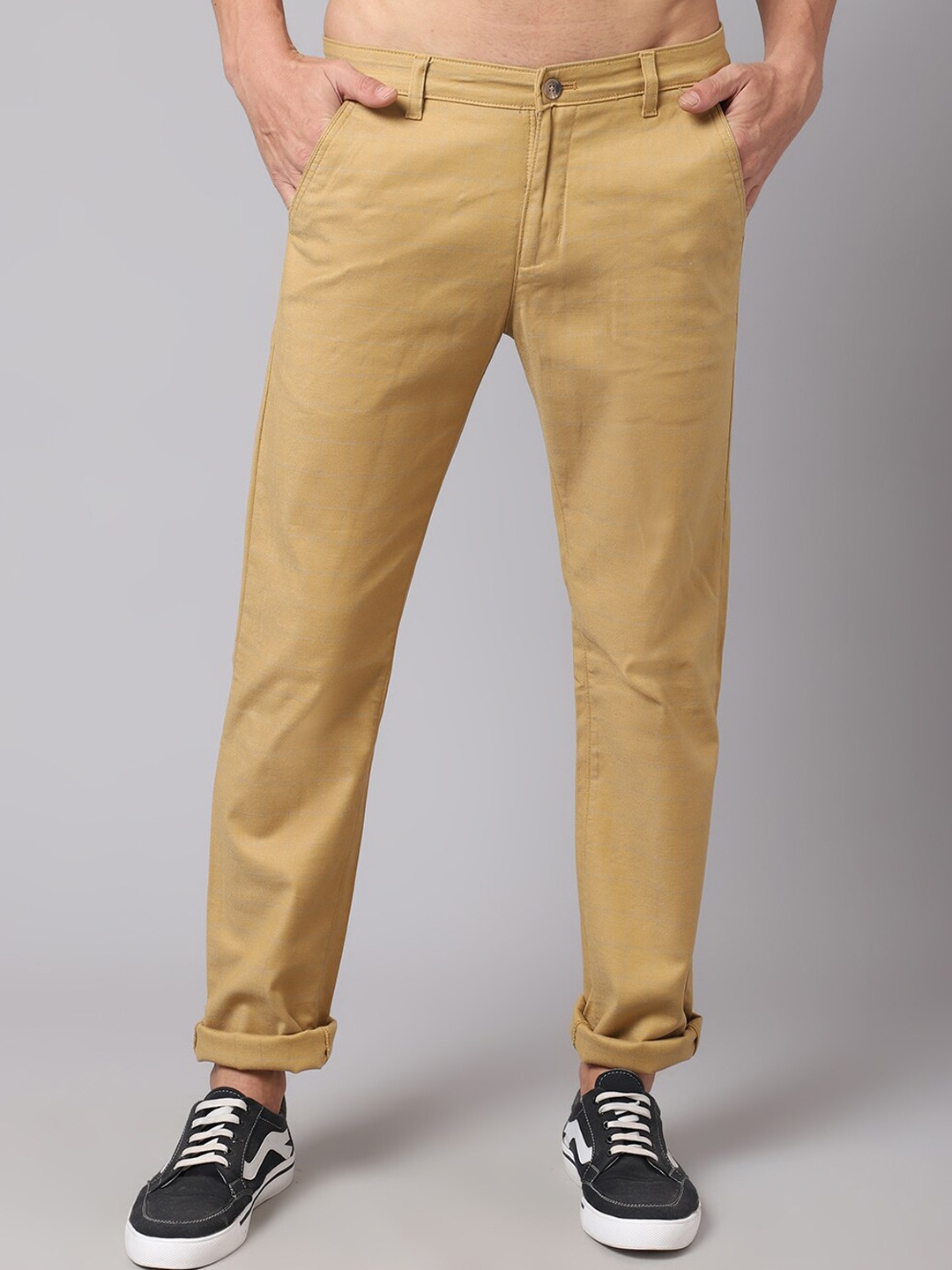 

Cantabil Men Khaki Chinos Cotton Trousers