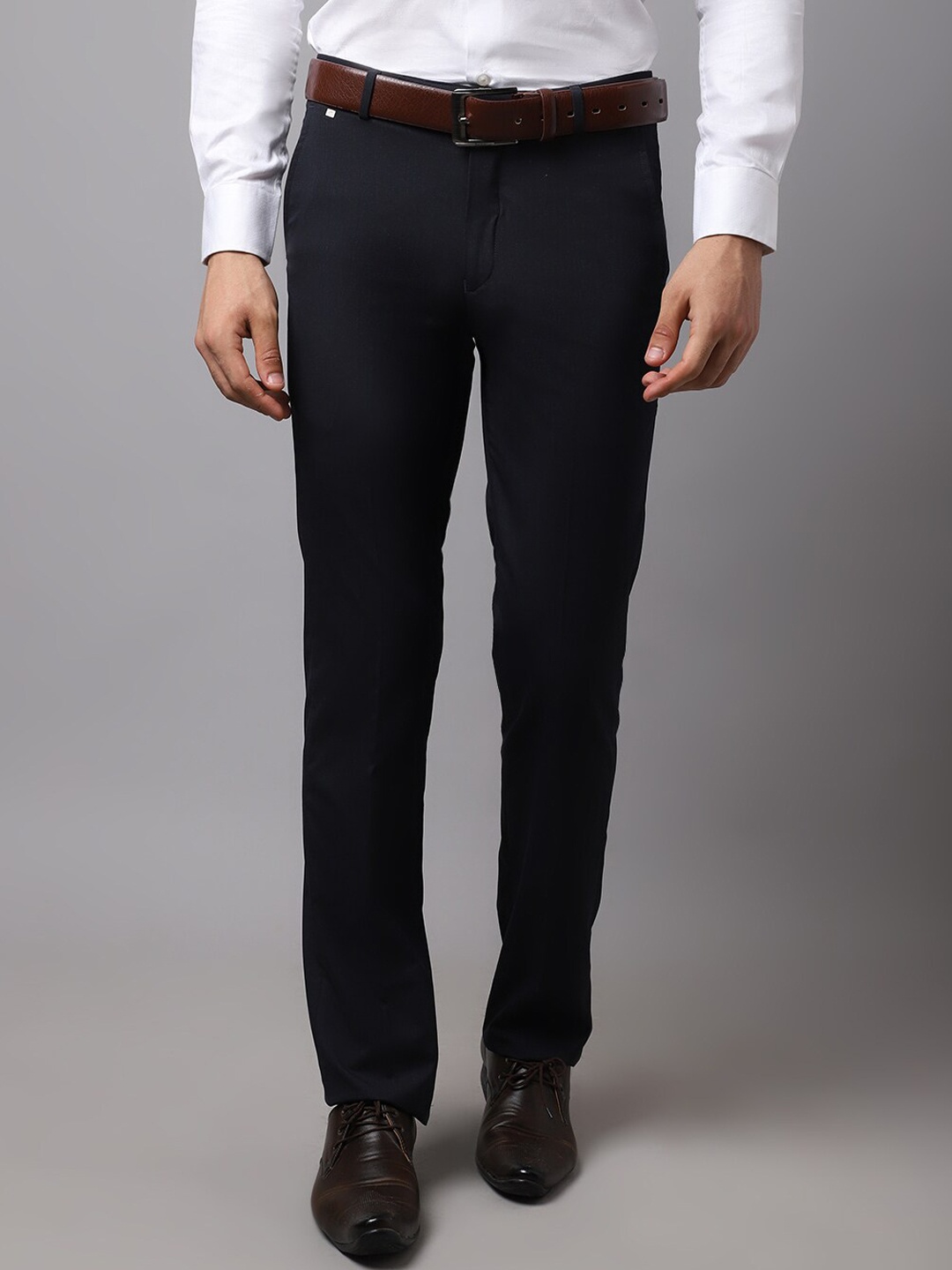 

Cantabil Men Navy Blue Cotton Trousers