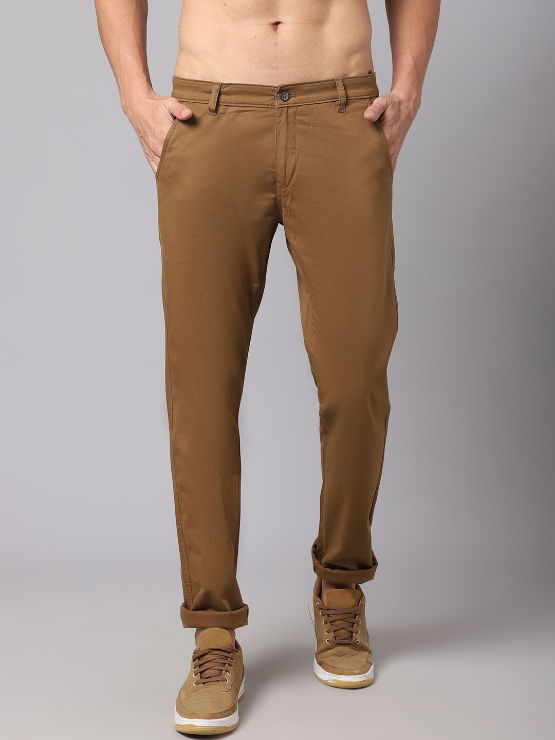 

Cantabil Men Khaki Chinos Cotton Trousers