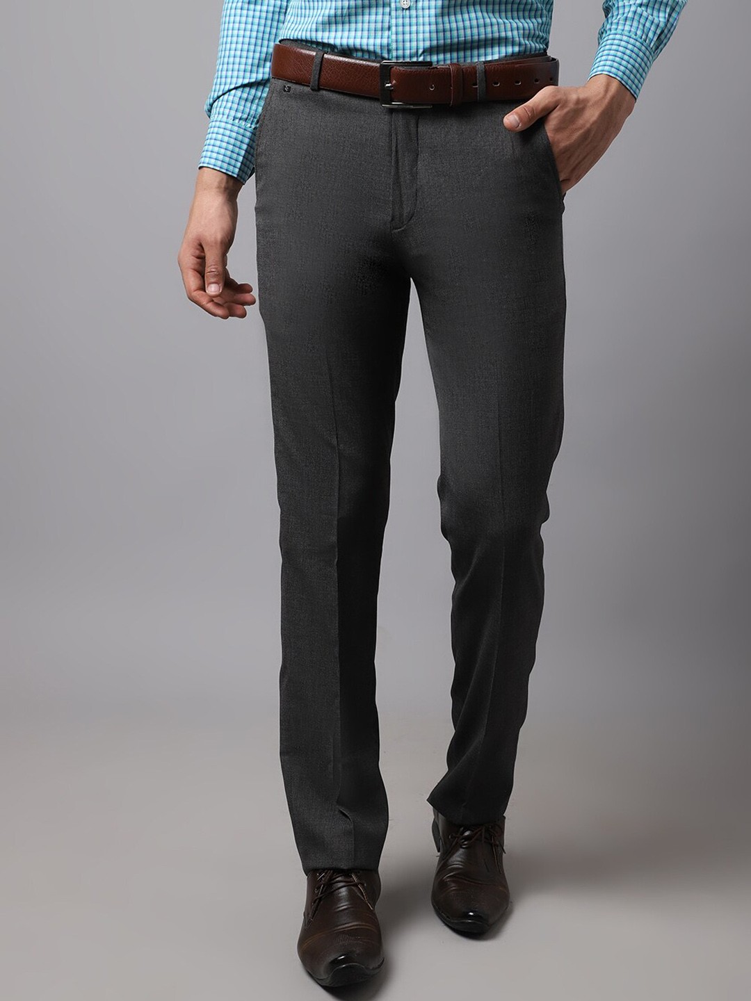 

Cantabil Men Grey Cotton Trousers