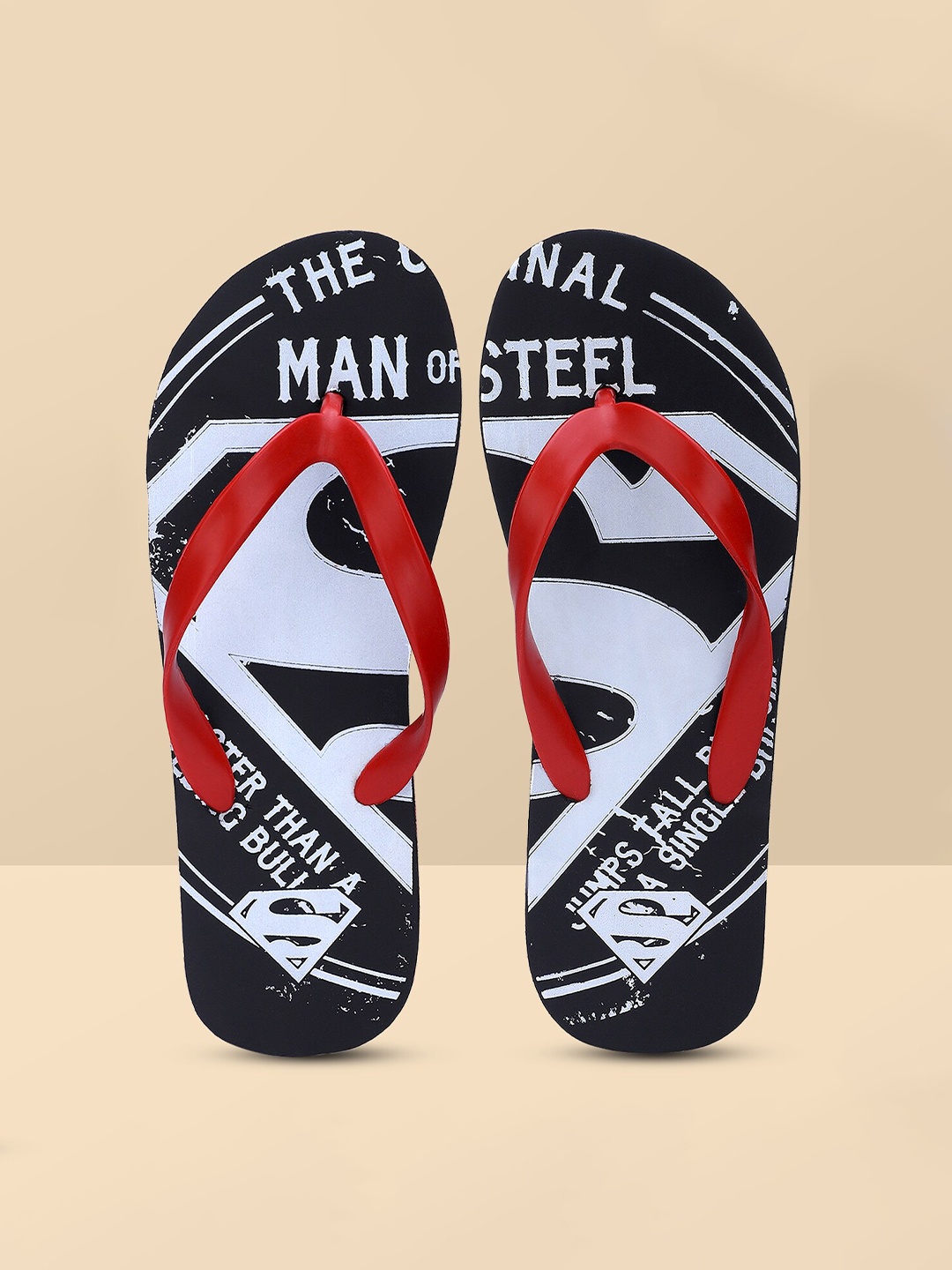 

Free Authority Men Black & Red Superman Printed Rubber Thong Flip-Flops