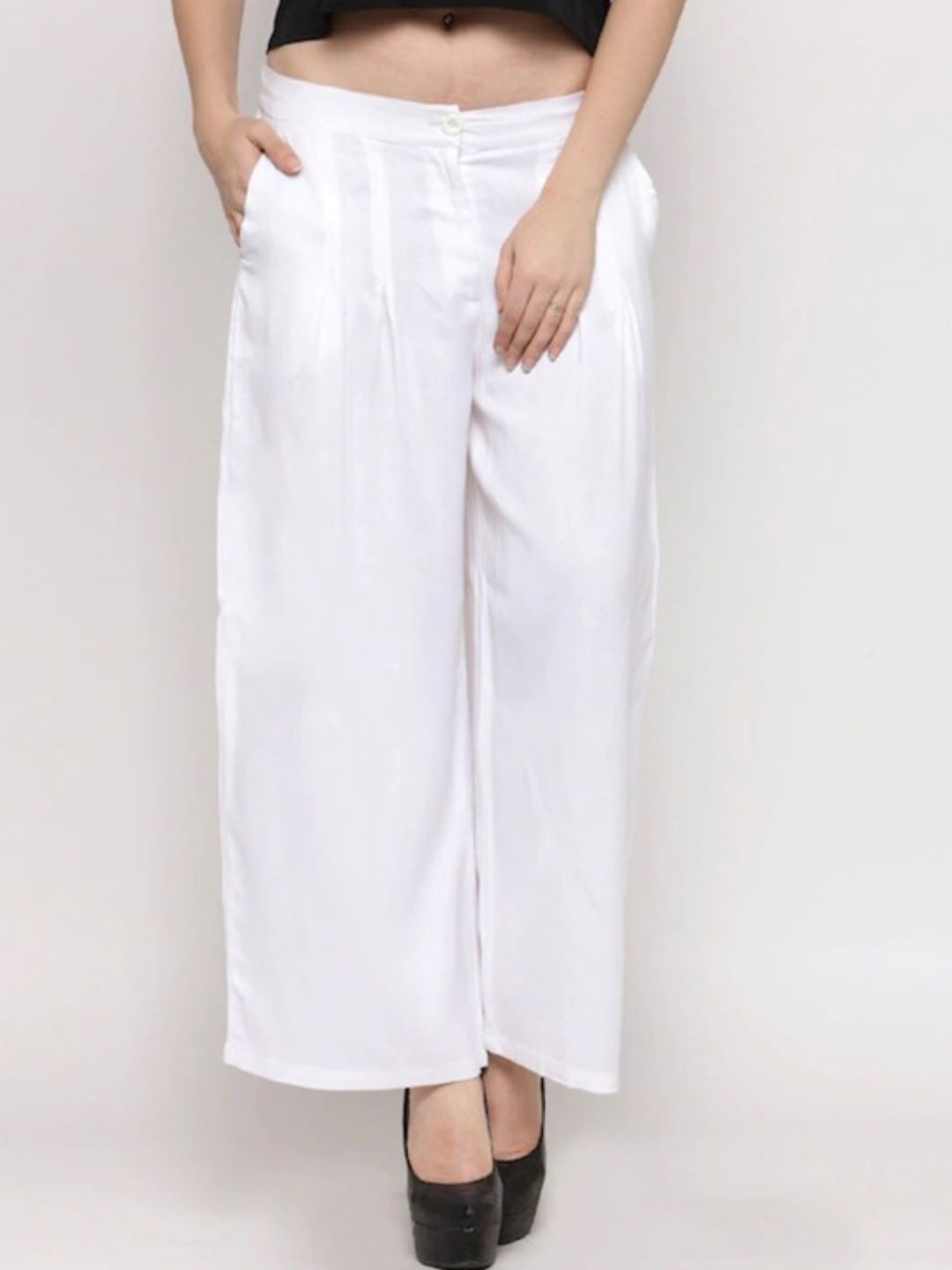 

Sera Women White Wide Leg Solid Palazzos