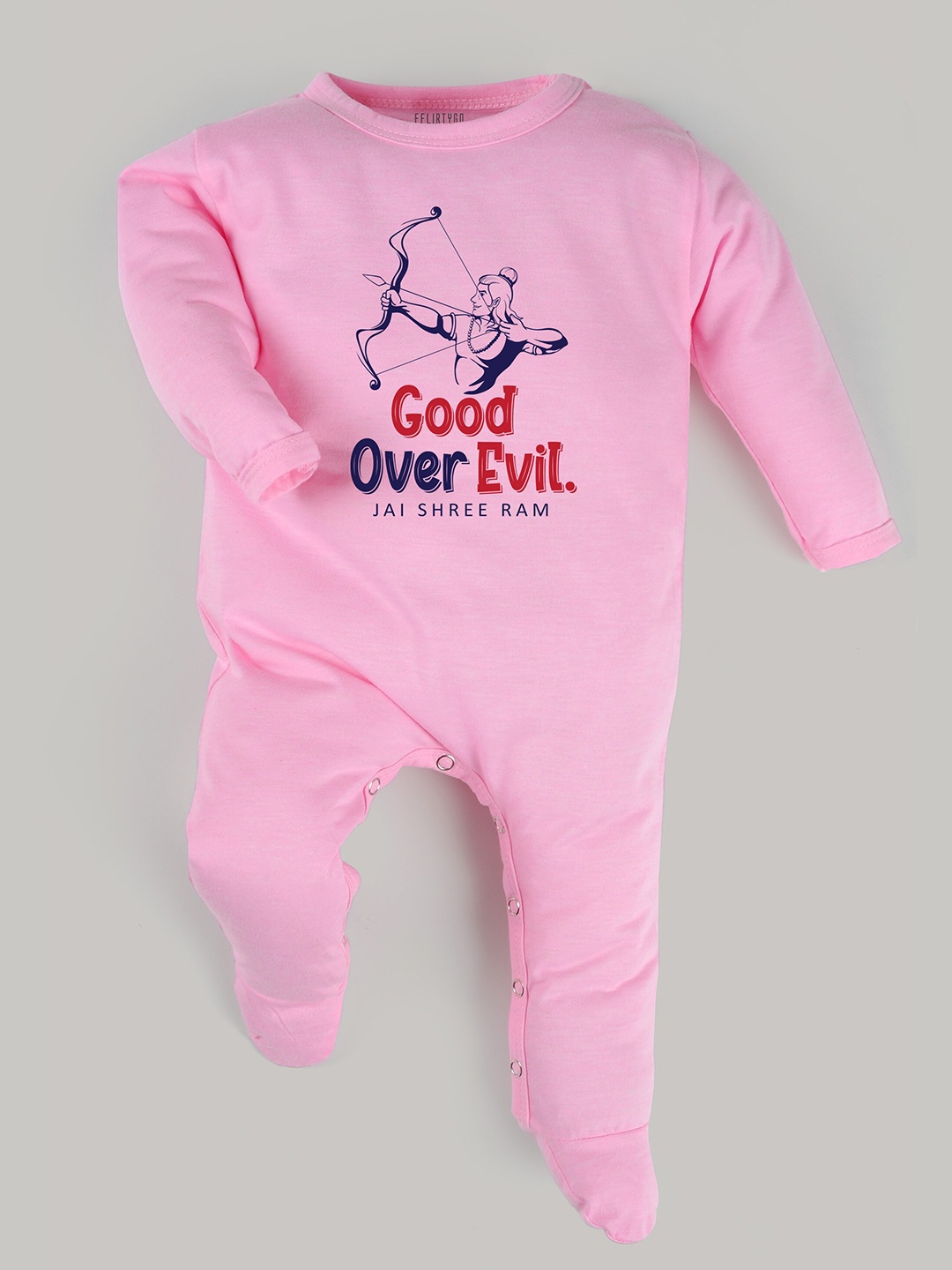 

FFLIRTYGO Kids Pink & Red Printed Pure Cotton Sleepsuit