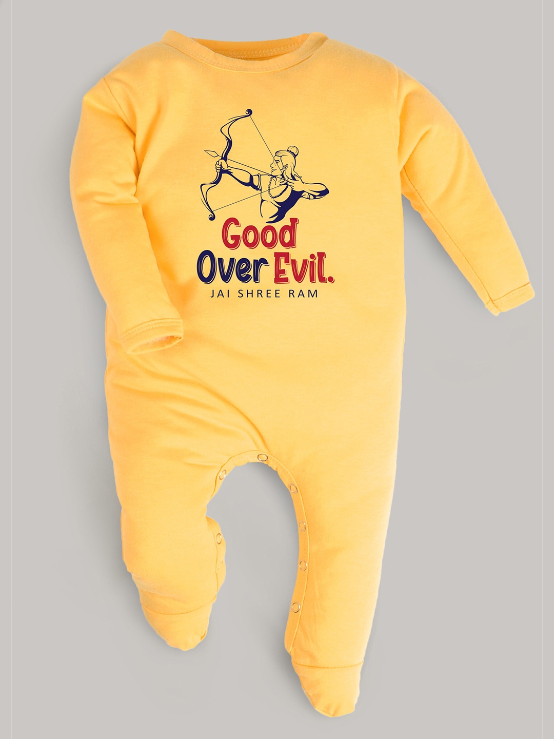 

FFLIRTYGO Kids Yellow & Blue Printed Pure Cotton Sleepsuit
