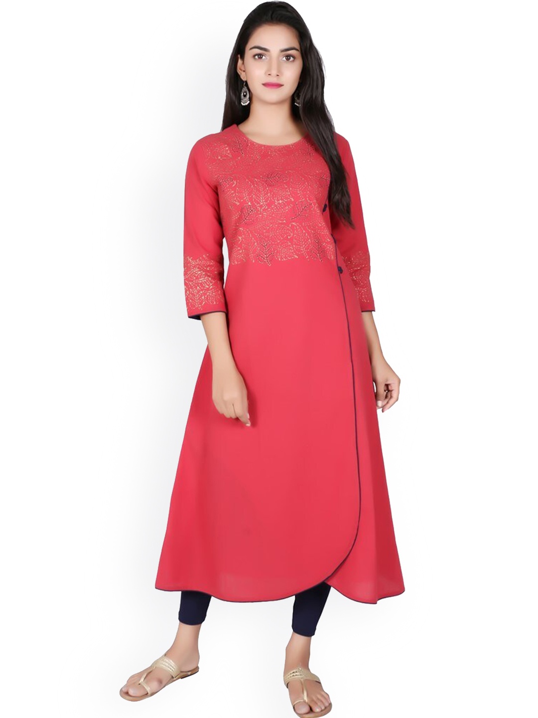 

SUTI Women Pink & Gold-Toned Floral Kurta