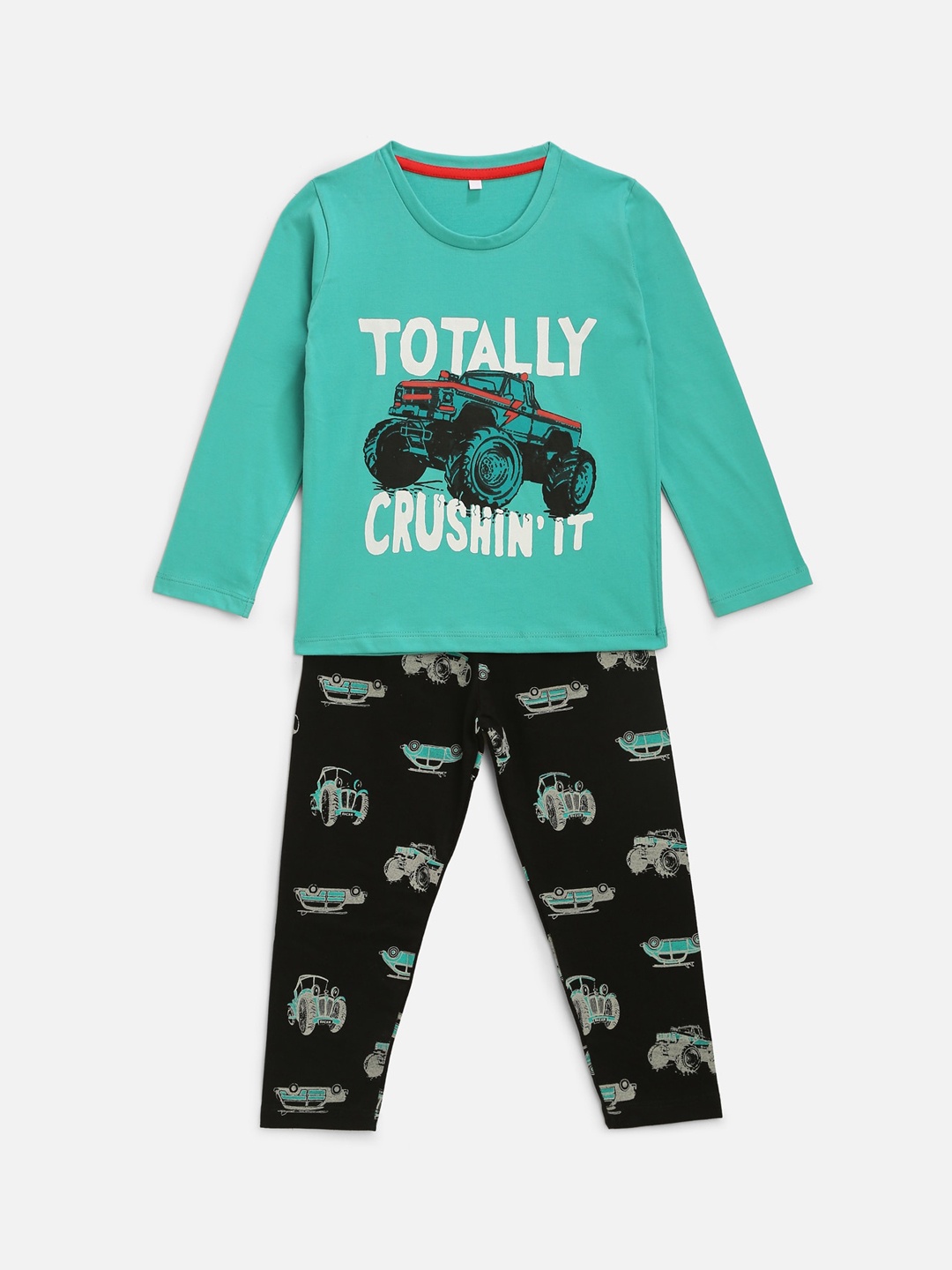 

HERE&NOW Boys Rose & Black Printed Night suit