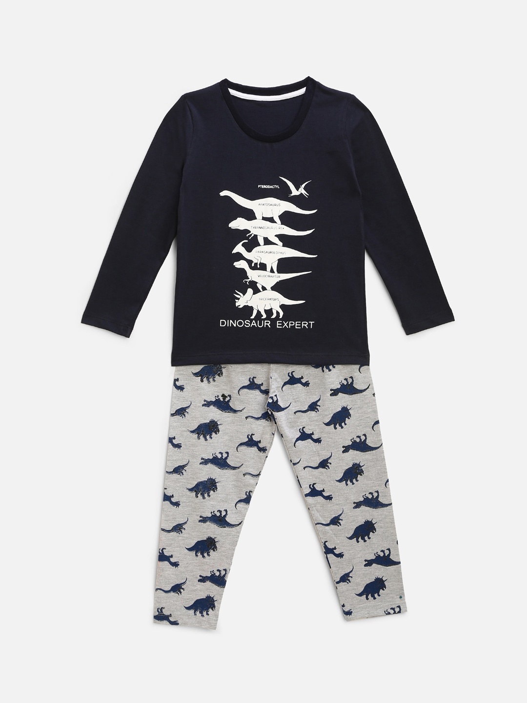 

HERE&NOW Boys Blue & Grey Printed Night suit