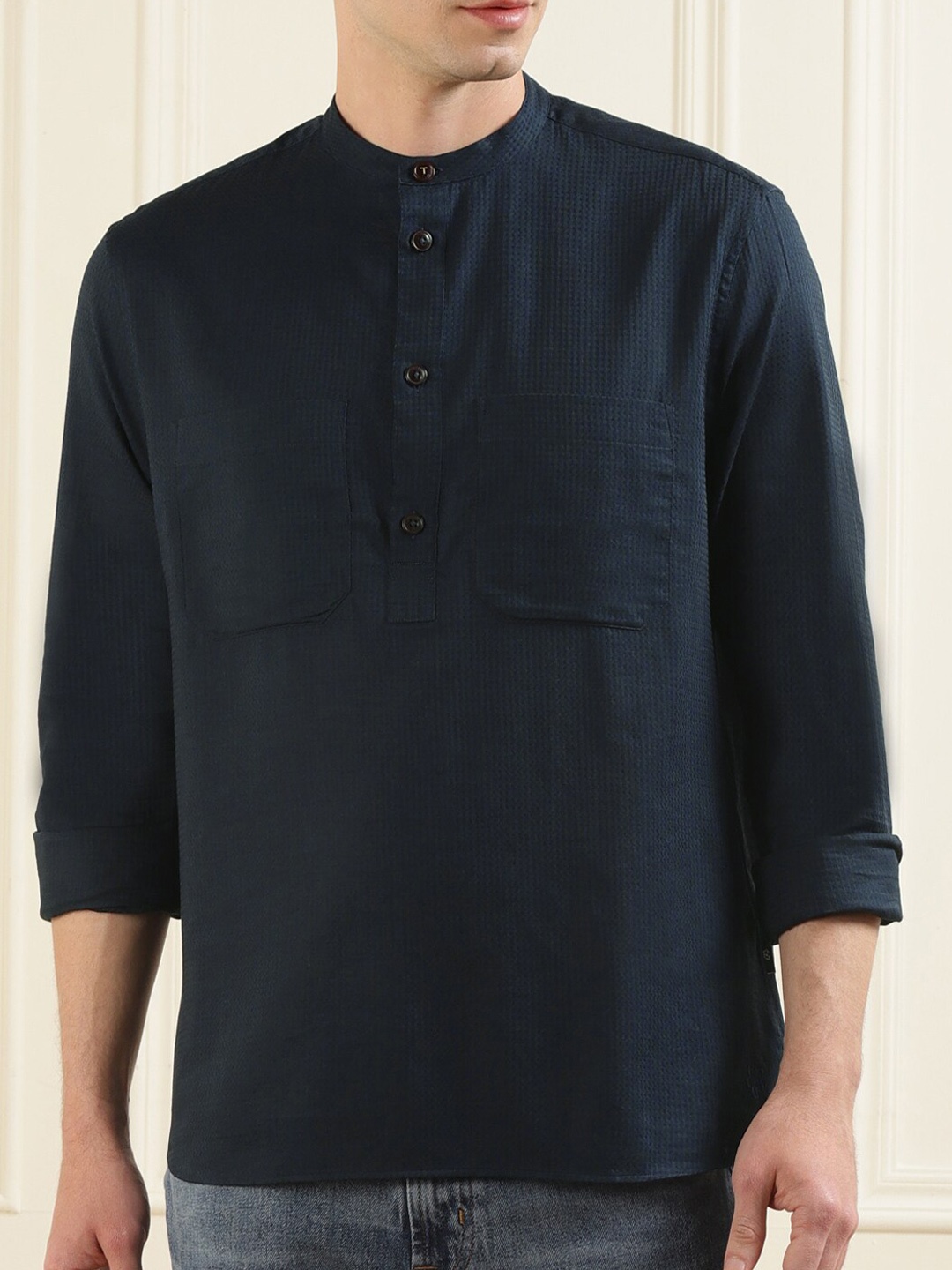 

Ted Baker Men Navy Blue Casual Shirt