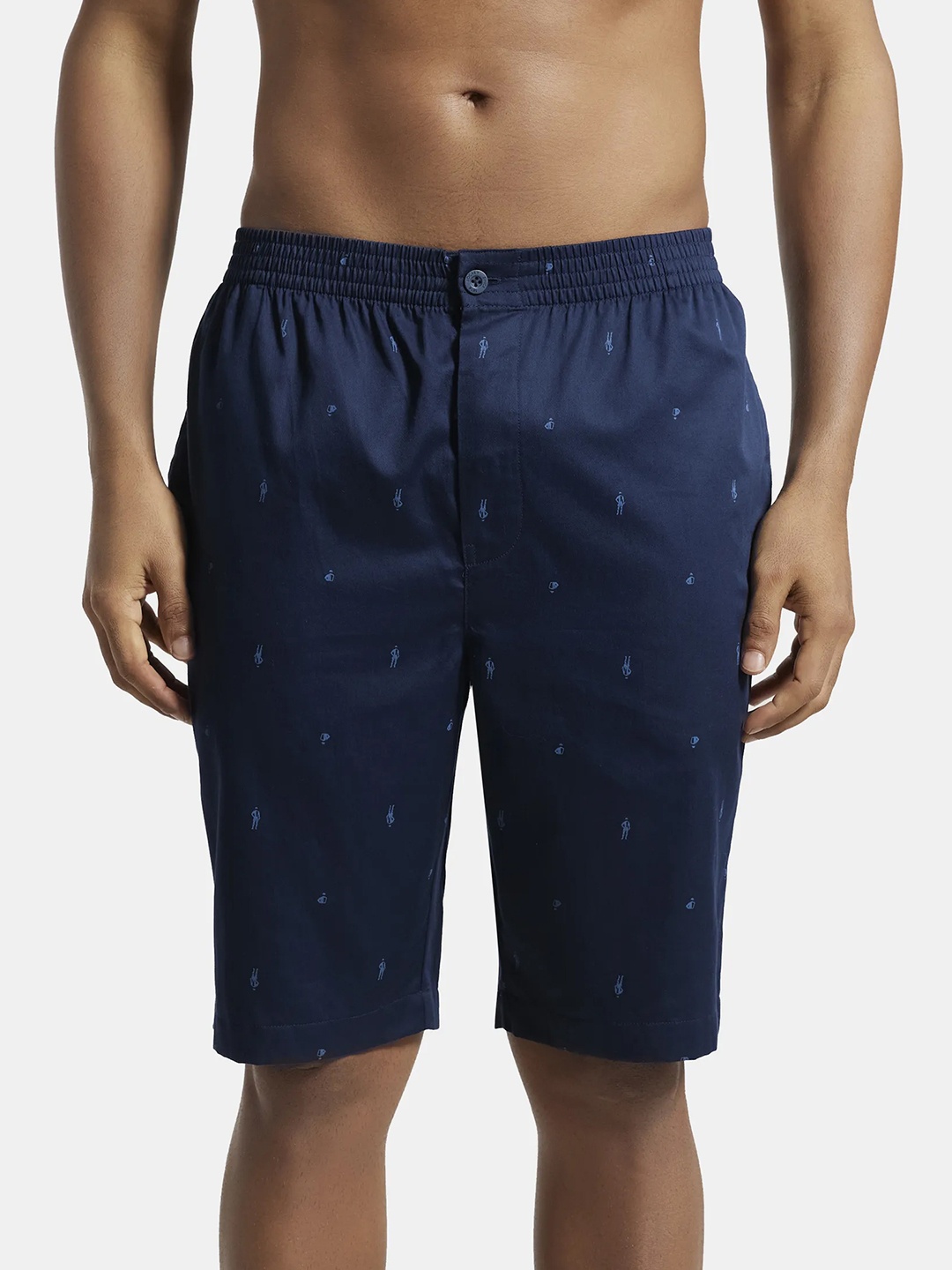 

Jockey Men Navy Blue Printed Cotton Lounge Shorts