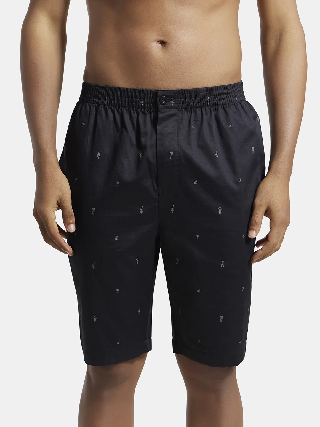 

Jockey Men Printed Cotton Lounge Shorts, Black