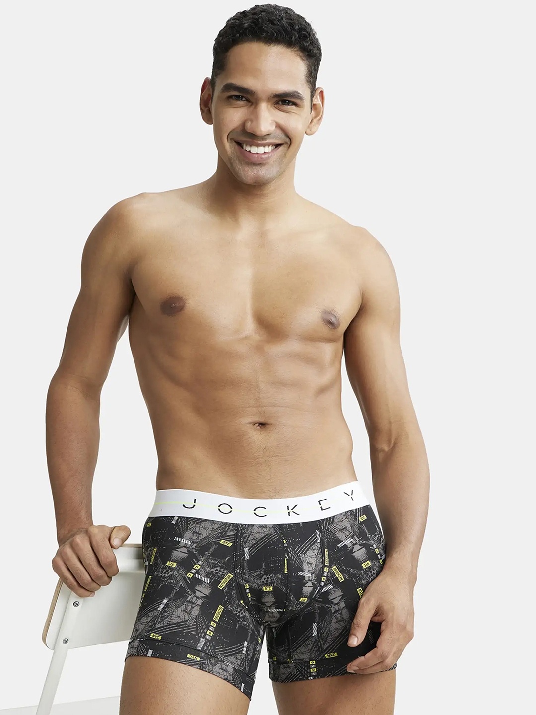

Jockey Super Combed Cotton Stretch Printed Trunk with Ultrasoft Waistband-NY02, Black