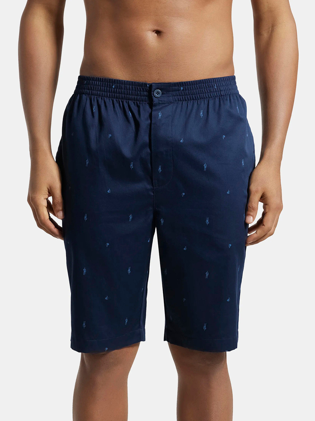 

Jockey Men Checked Pure Cotton Shorts, Navy blue