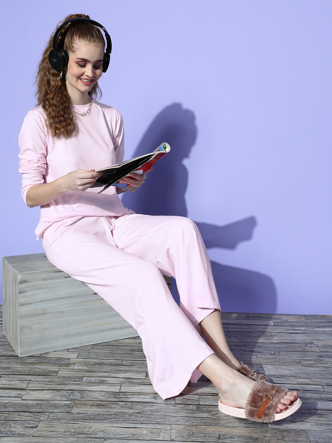 

ETC Women Pink Solid Workleisure Set Night Suit