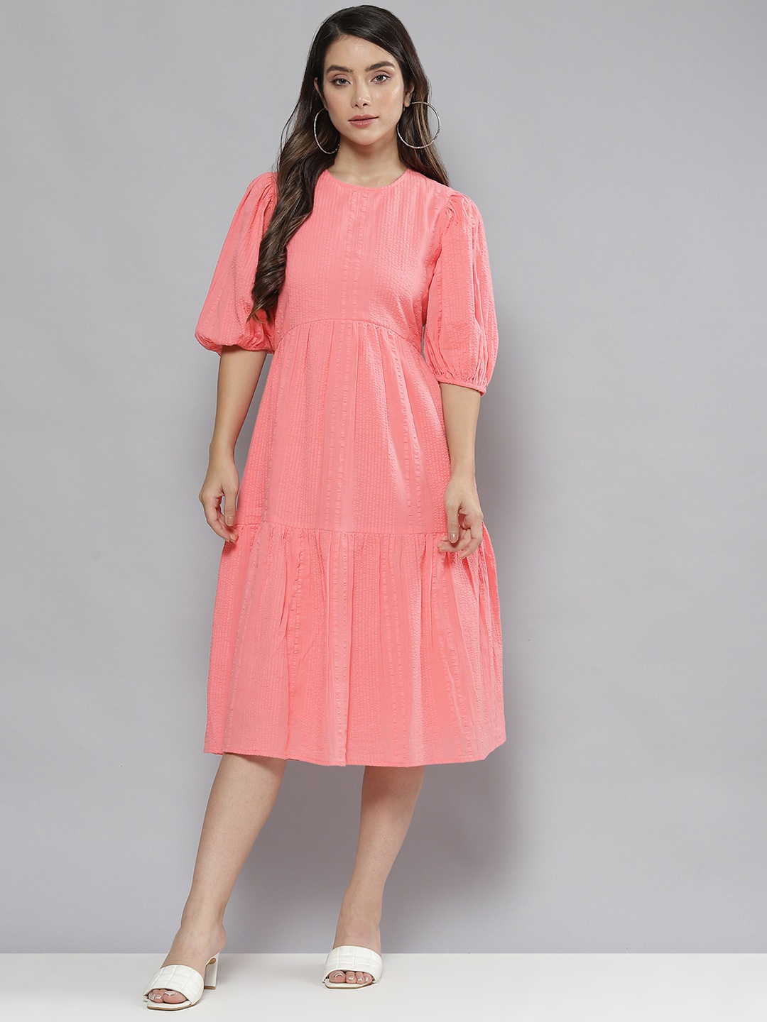 

Femella Pink A-Line Midi Dress