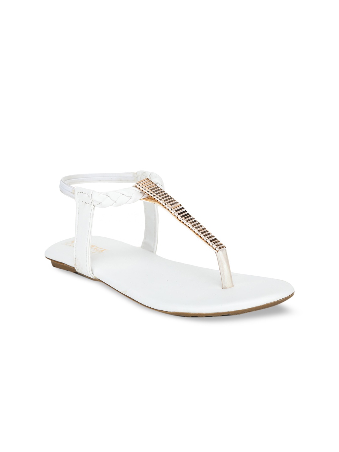 

Moonwalk Women White Embellished T-Strap Flats