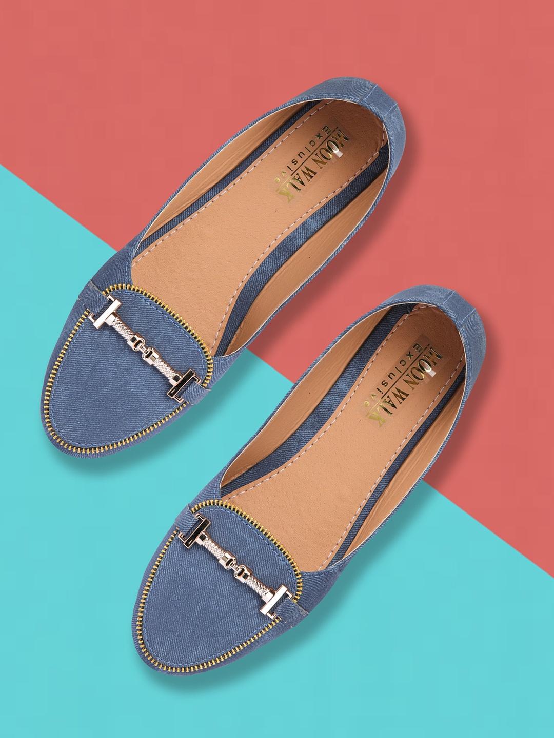 

Moonwalk Women Blue Embellished Ballerinas With Bows Flats