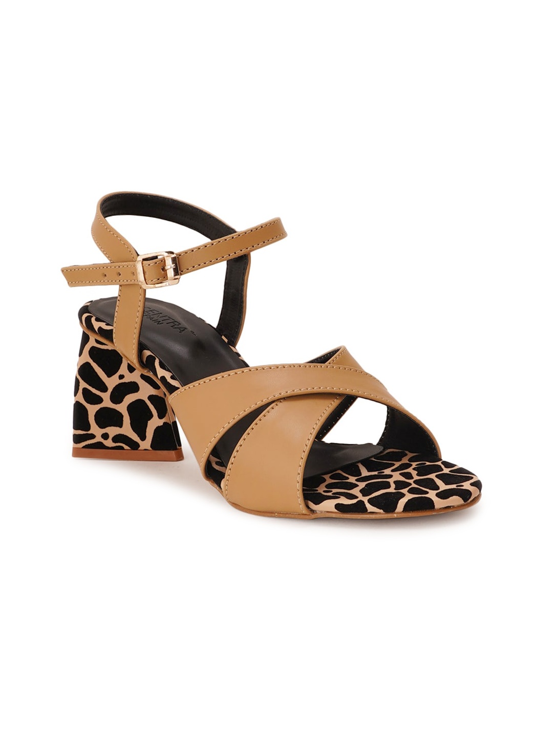 

SCENTRA Beige Printed Party Wedge Peep Toes with Buckles