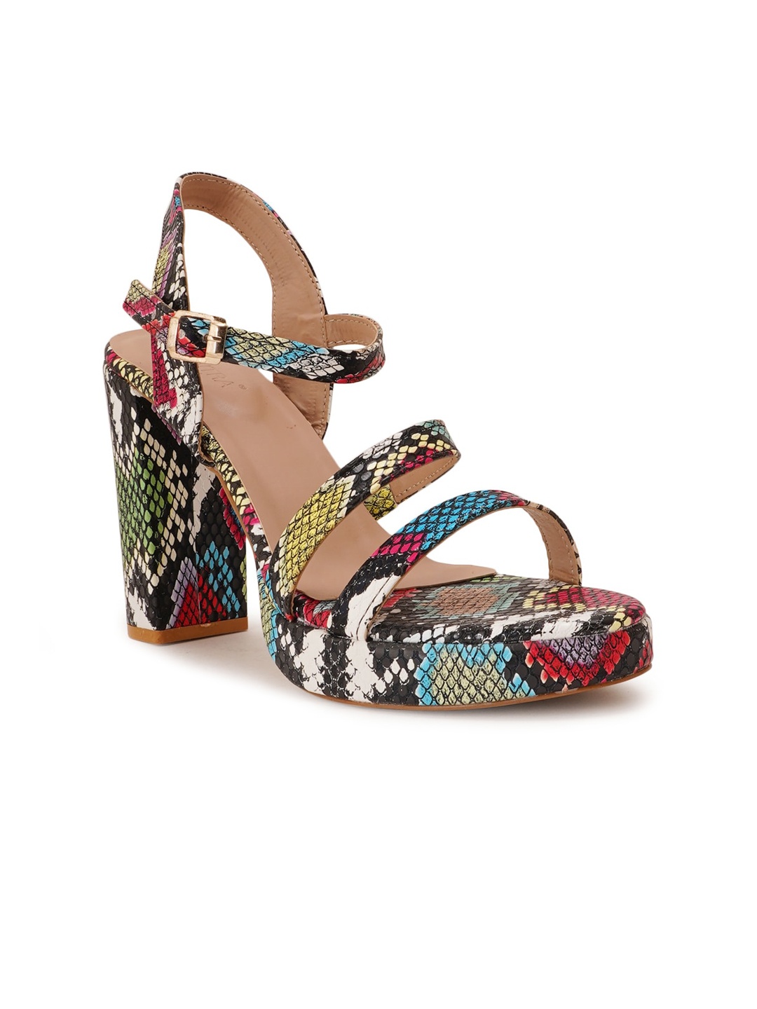 

SCENTRA Red Printed Block Heels