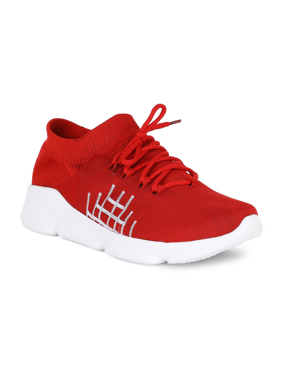 

Khadims Men Red Woven Design Sneakers