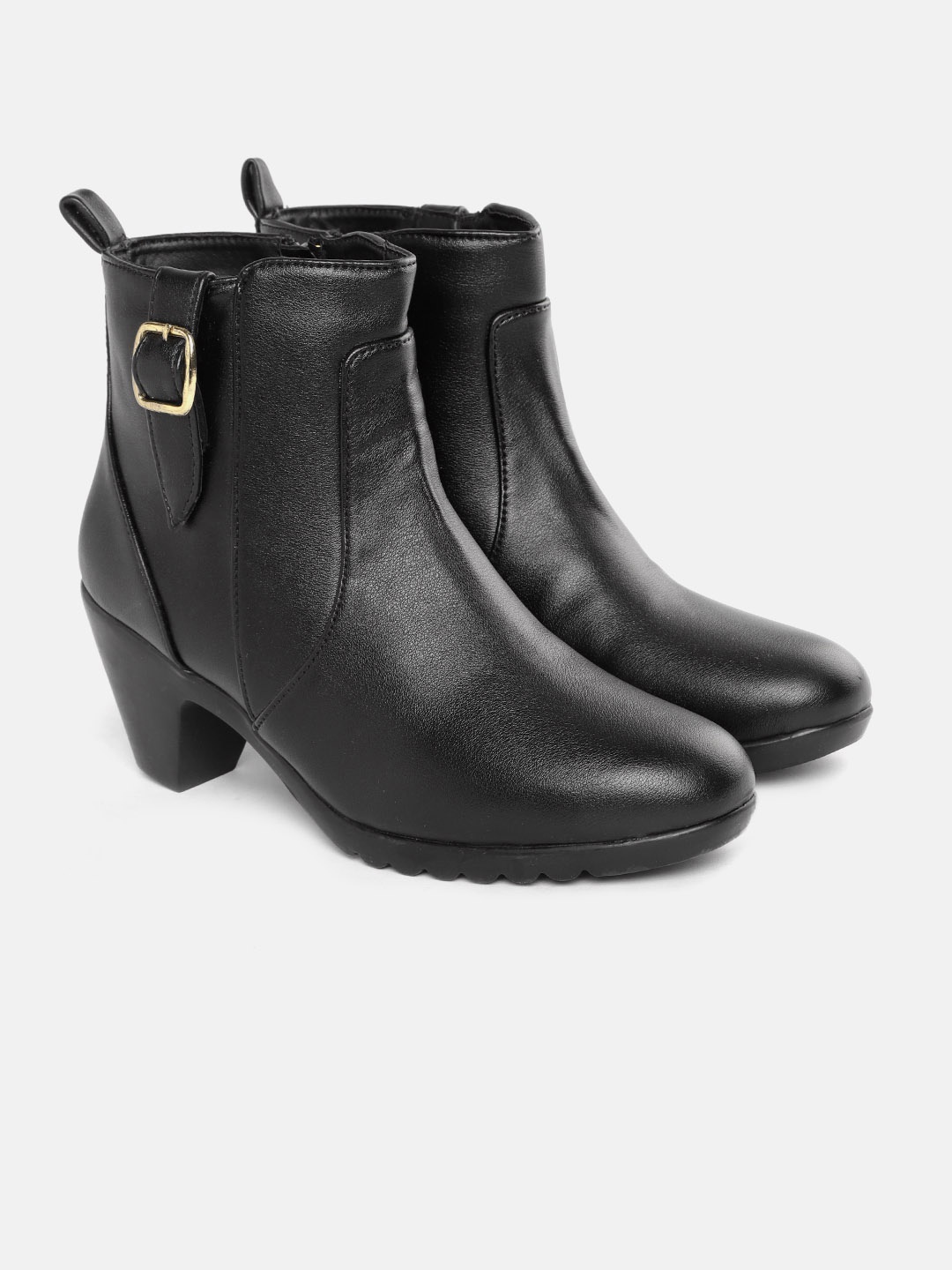

ELLE Women Black Solid Mid-Top Block Heel Boots
