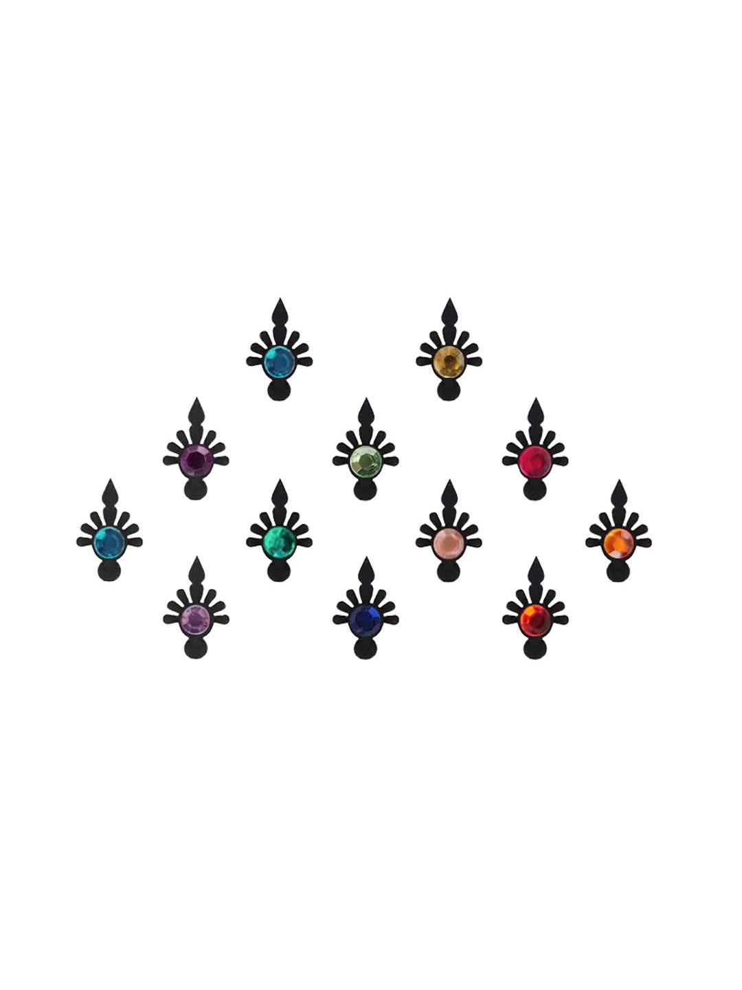 

Comet Busters 12 Pcs Multicoloured Stone Studded Bindi, Multi