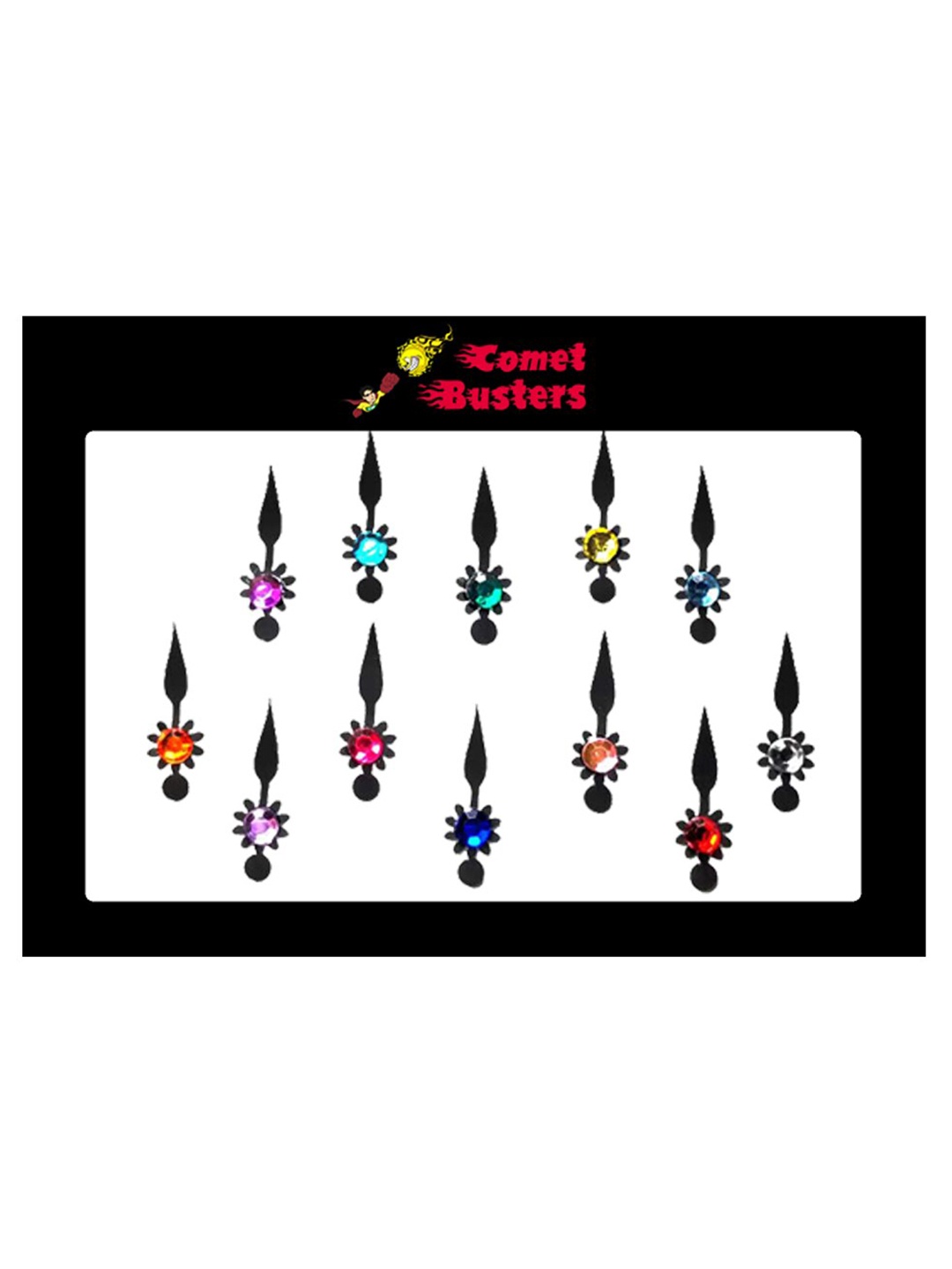 

Comet Busters 12 Pcs Multicoloured Stone Studded Bindi, Multi