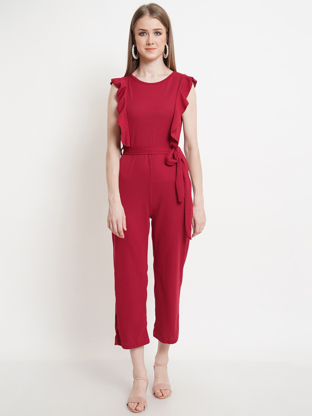 

Purple State Women Red Solid Basic Jumpsuit
