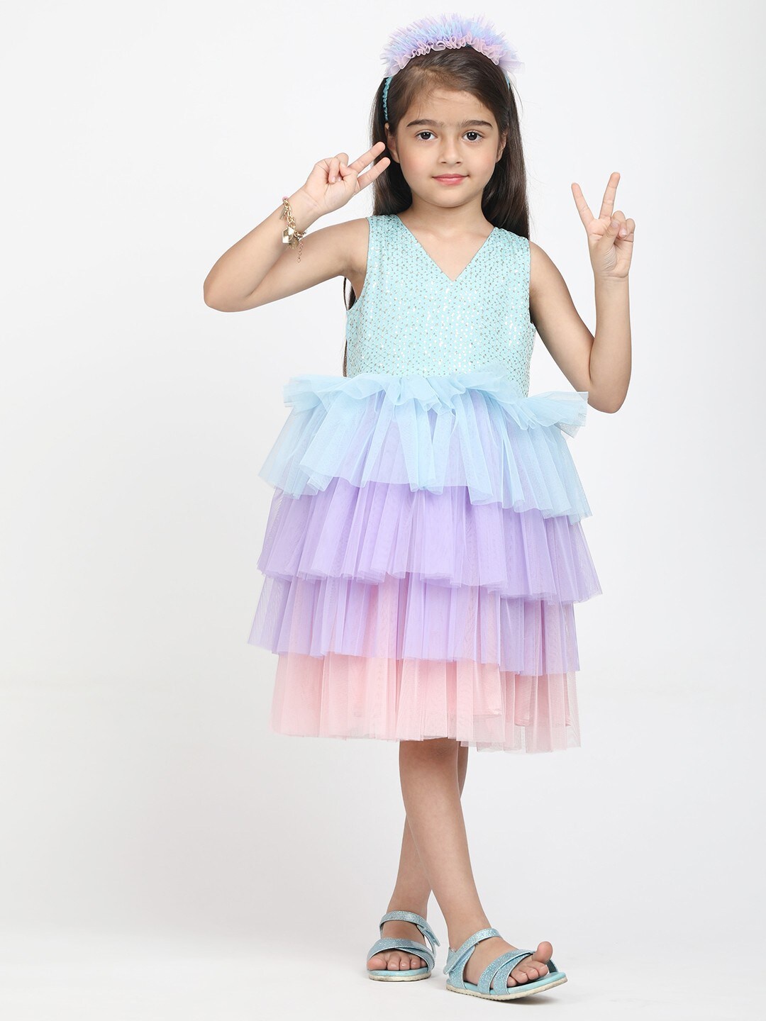 

Jelly Jones Girls Blue & Purple Colourblocked Dress