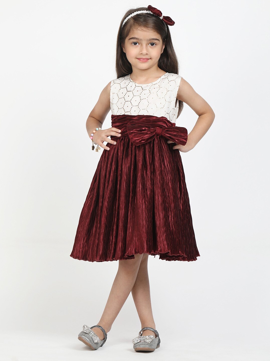 

Jelly Jones Maroon & White Dress