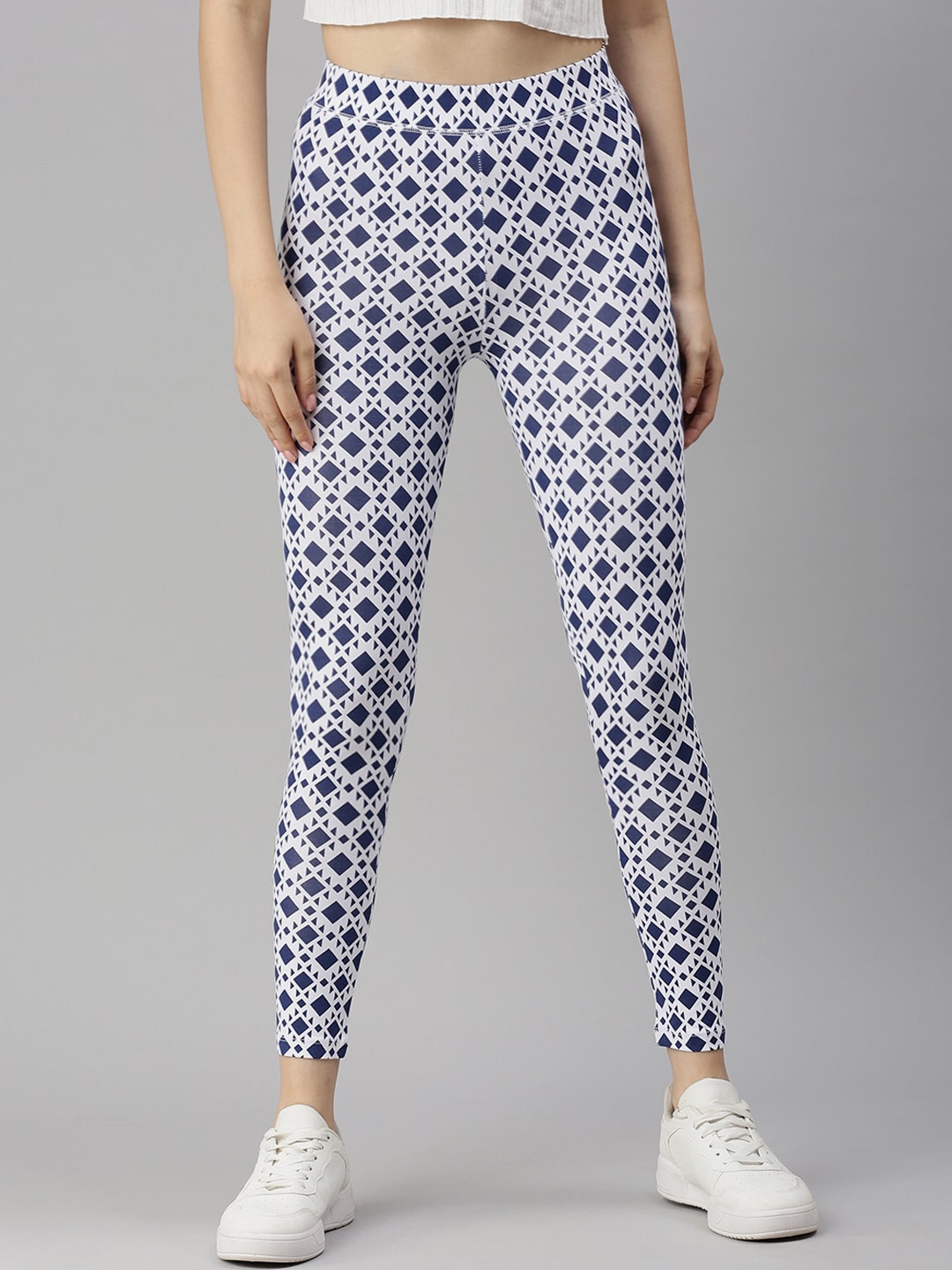 

De Moza Women Navy Blue Printed Ankle Length Leggings