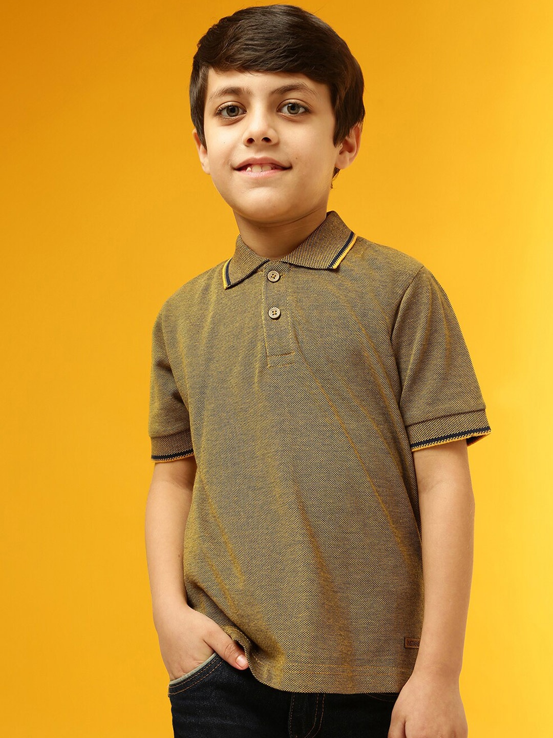 

Instafab Boys Brown Solid Polo Collar T-shirt