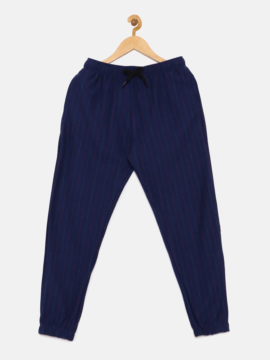 

Instafab Boys Navy Blue Striped Cotton Joggers
