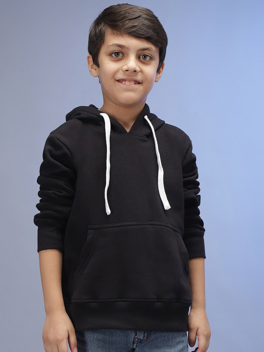 

Instafab Boys Black Hooded Casual Sweatshirt