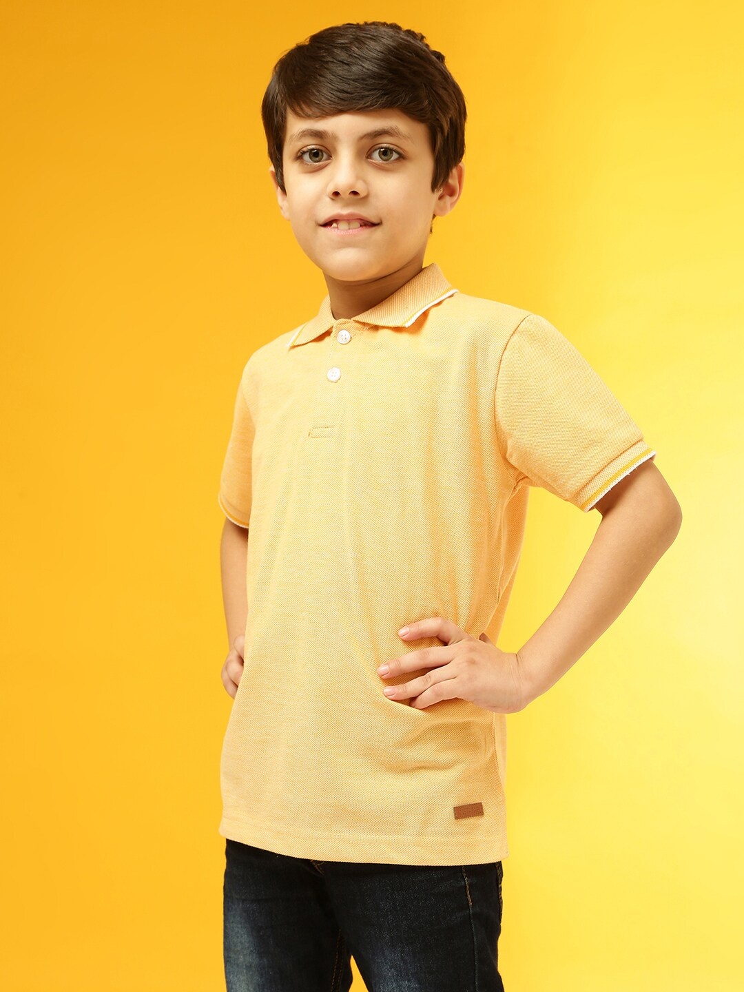 

Instafab Boys Mustard Yellow Raw Edge T-shirt